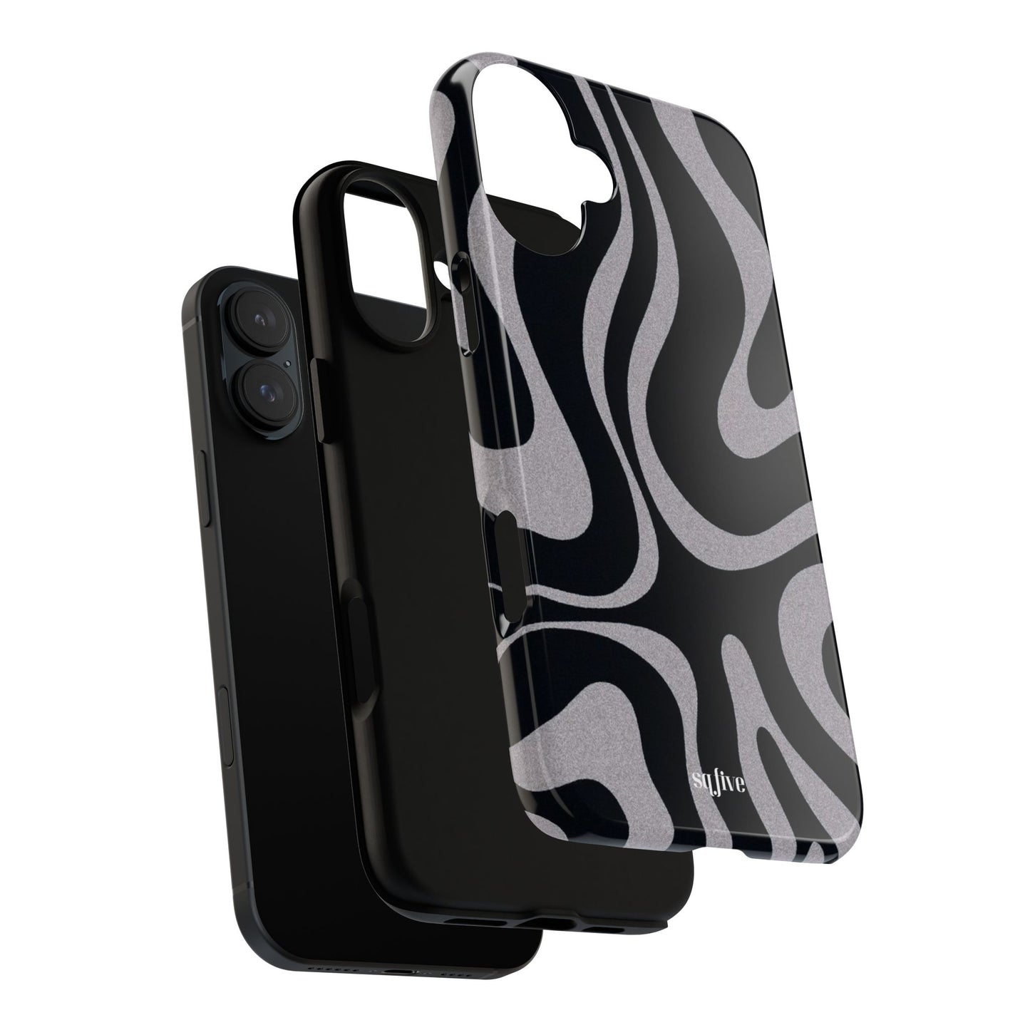 Black Grey Swirl Tough Cases