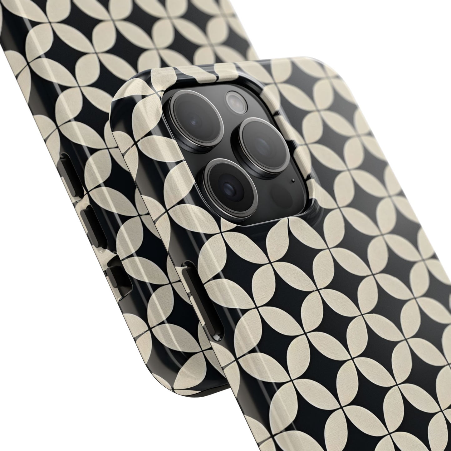 Stylish Tough Phone Case for Trendsetters, Black & Cream Pattern, Durable Protection, Unique Gift, Modern Design, Everyday Use