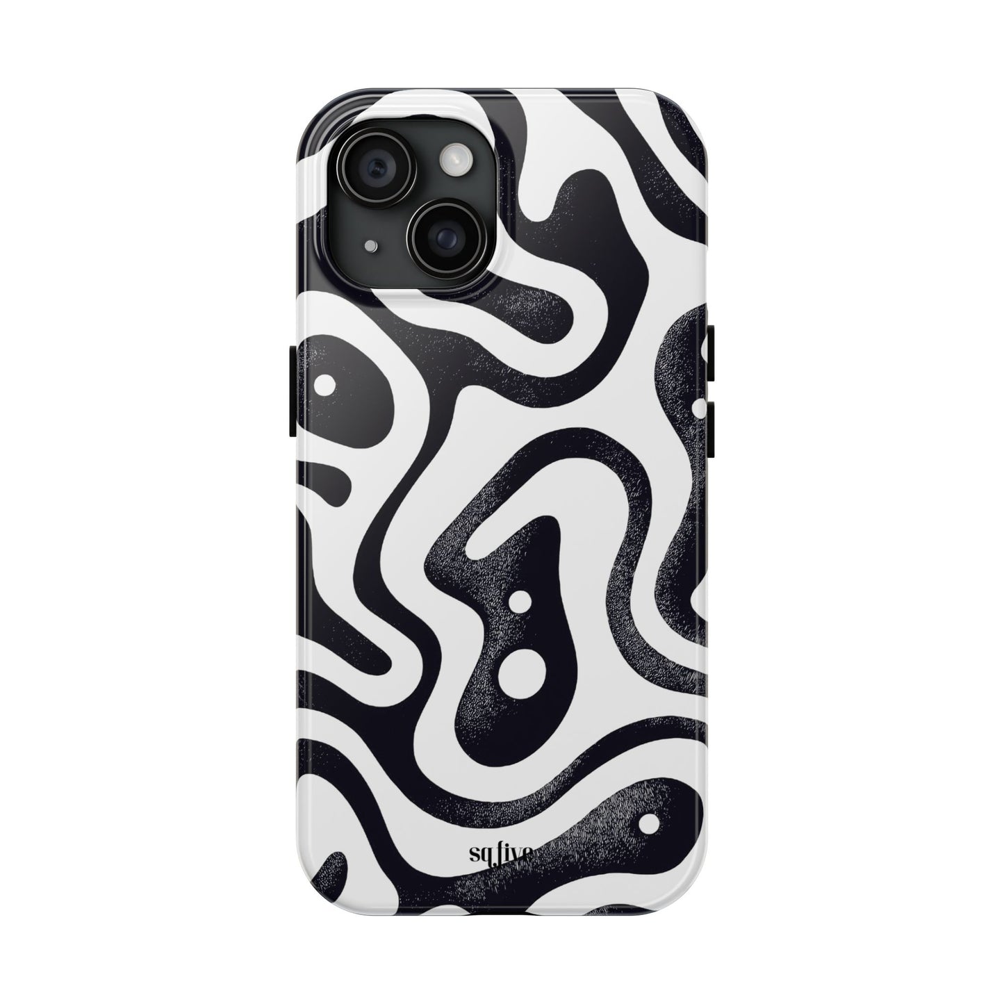 Black White wavy pattern Tough Phone Cases