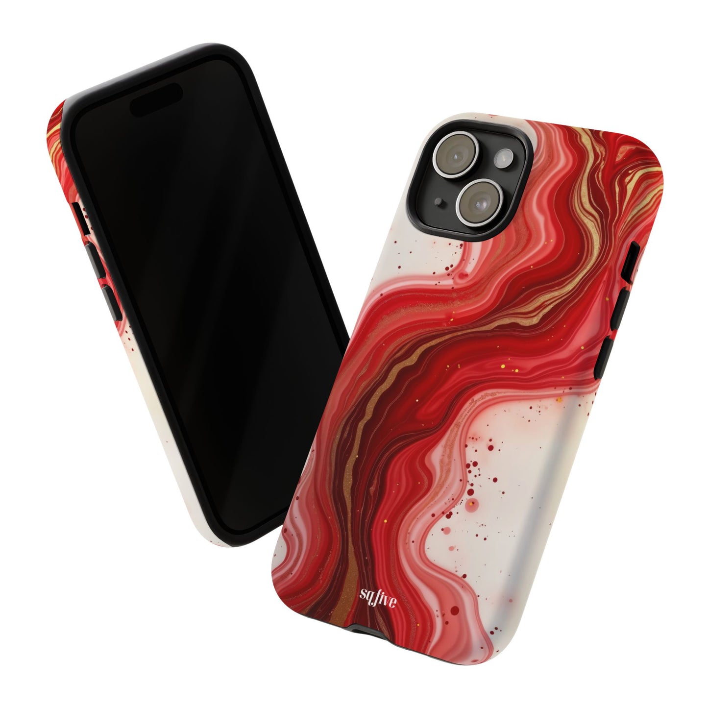 Abstract Marble Phone Case | Tough Cases, Artistic Phone Cover, Red Marble Design, Gift for Her, Trendy Cell Phone Accessories