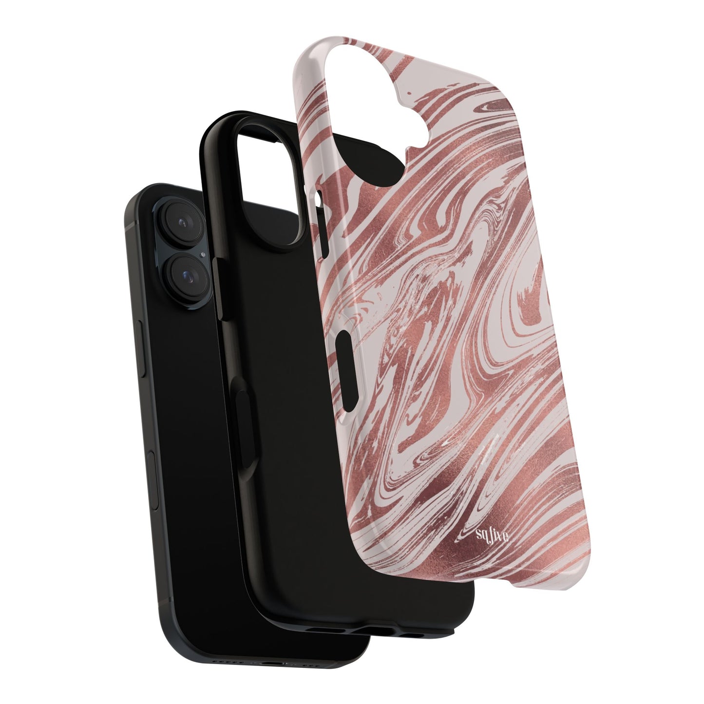 Rose Gold Marble Finish Phone Case, Stylish Phone Cover, Tough Protective Case, Trendy Accessory