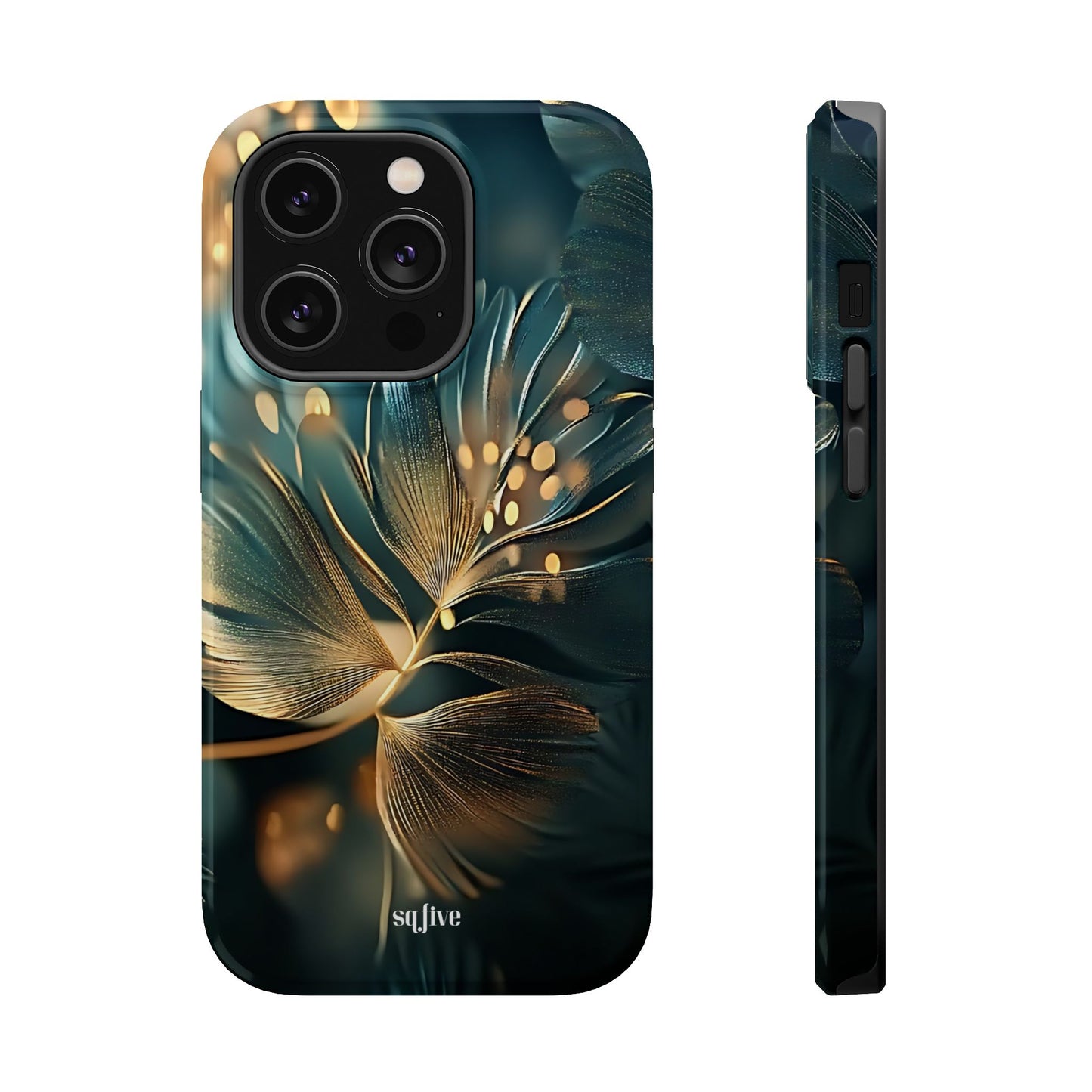 Green Floral Magnetic Tough Cases - iphone Magsafe Dual layer case for extra durability