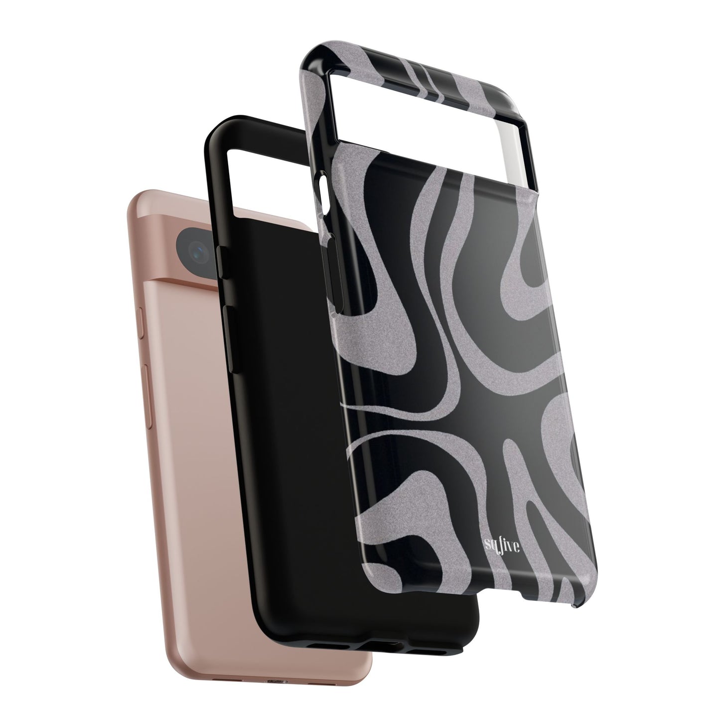 Black Grey Swirl Tough Cases