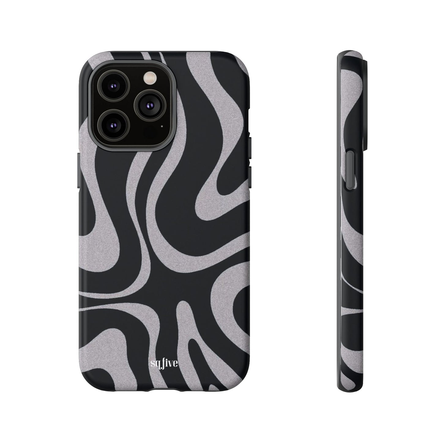 Black Grey Swirl Tough Cases