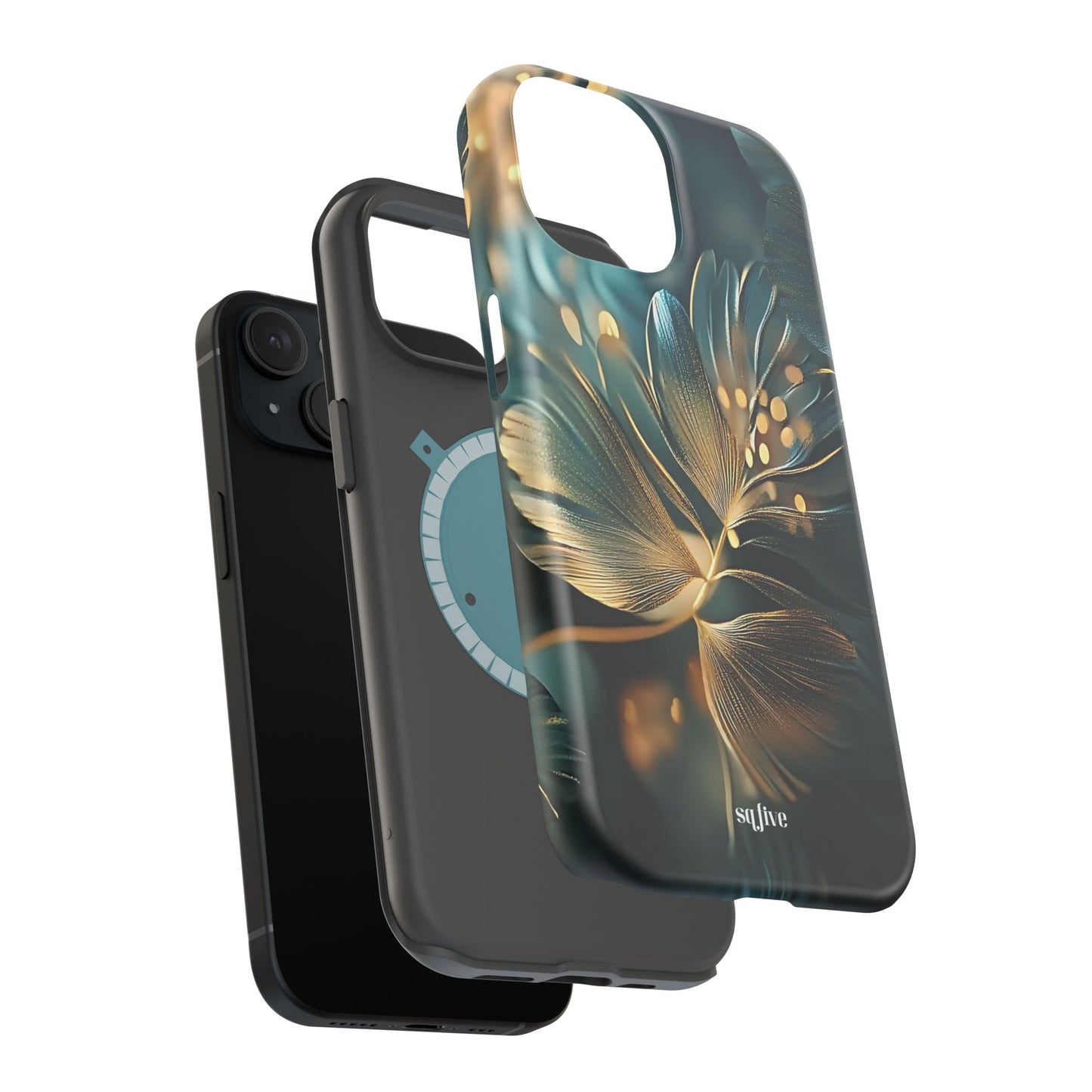 Green Floral Magnetic Tough Cases - iphone Magsafe Dual layer case for extra durability