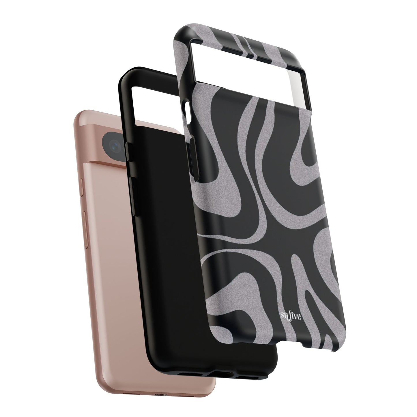 Black Grey Swirl Tough Cases