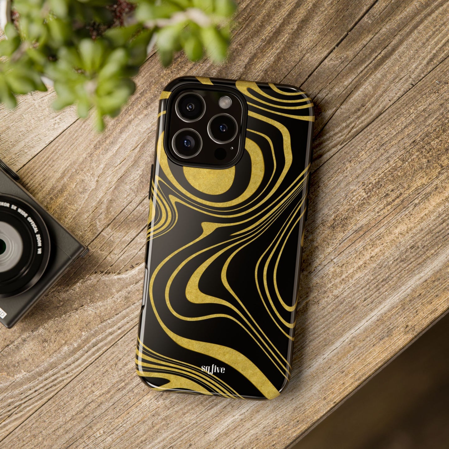 Black Yellow Wavy Tough Cases