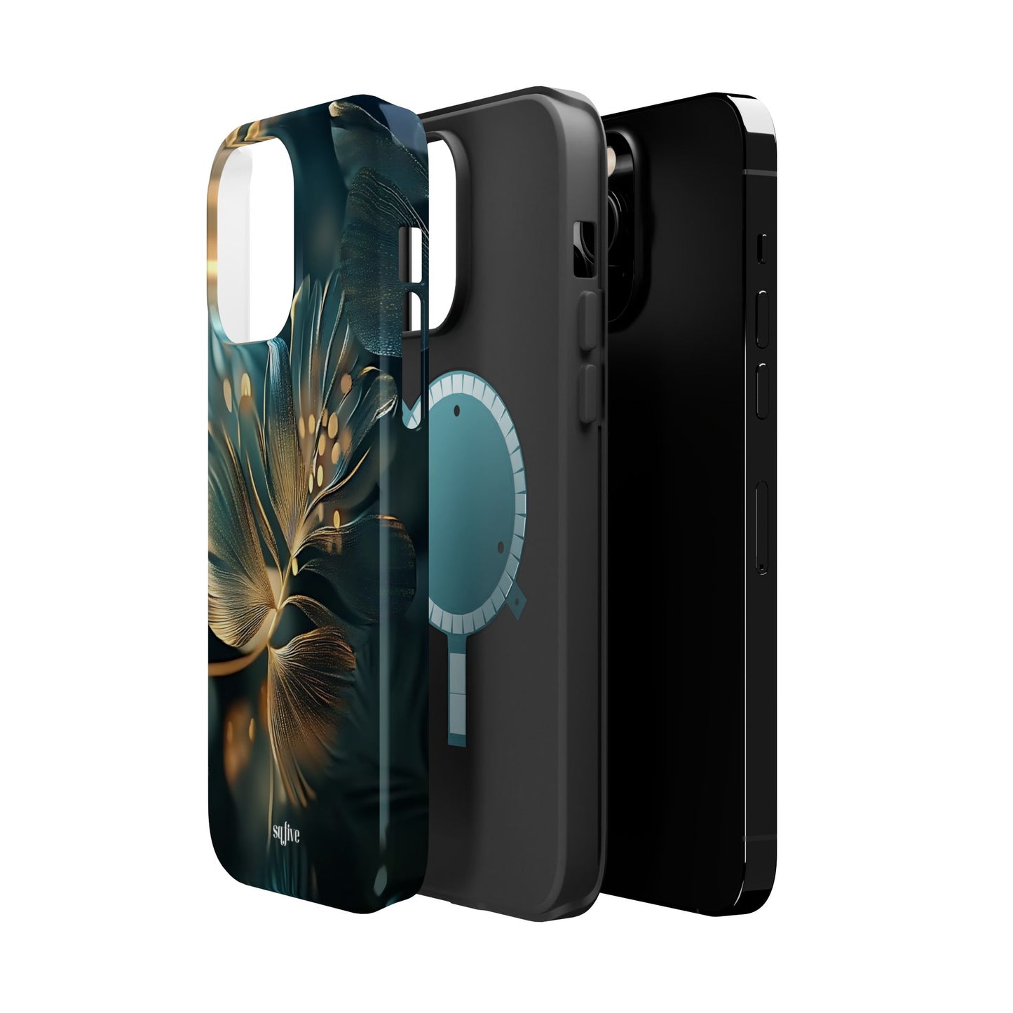 Green Floral Magnetic Tough Cases - iphone Magsafe Dual layer case for extra durability