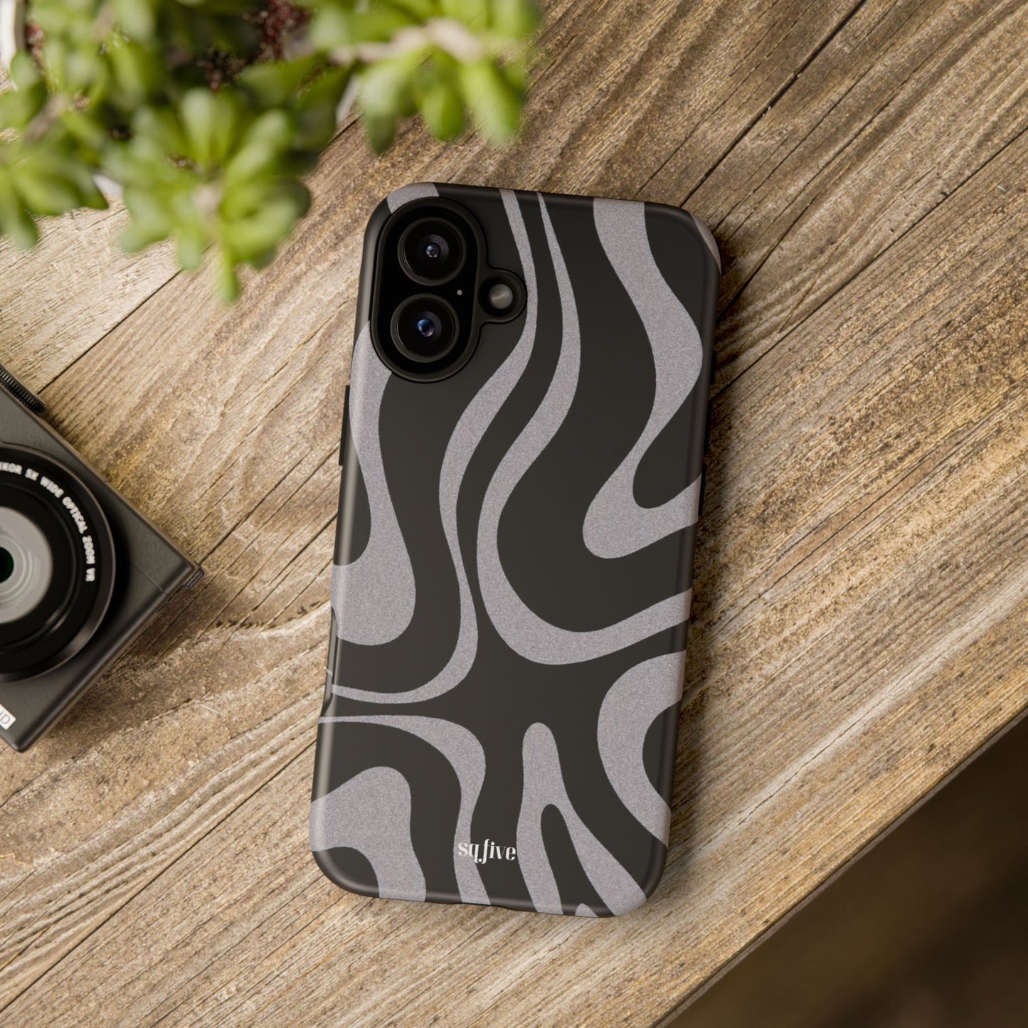 Black Grey Swirl Tough Cases