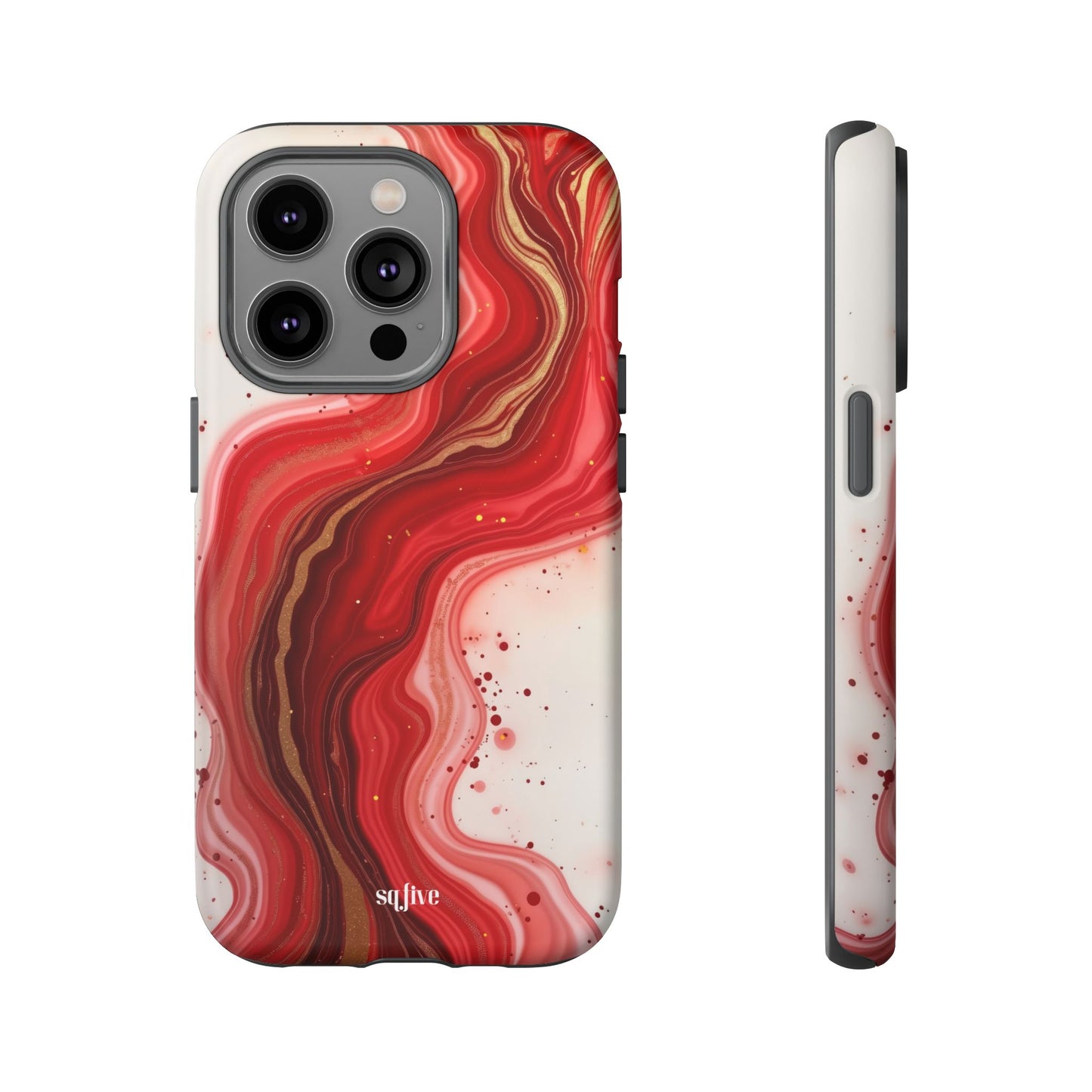 Abstract Marble Phone Case | Tough Cases, Artistic Phone Cover, Red Marble Design, Gift for Her, Trendy Cell Phone Accessories