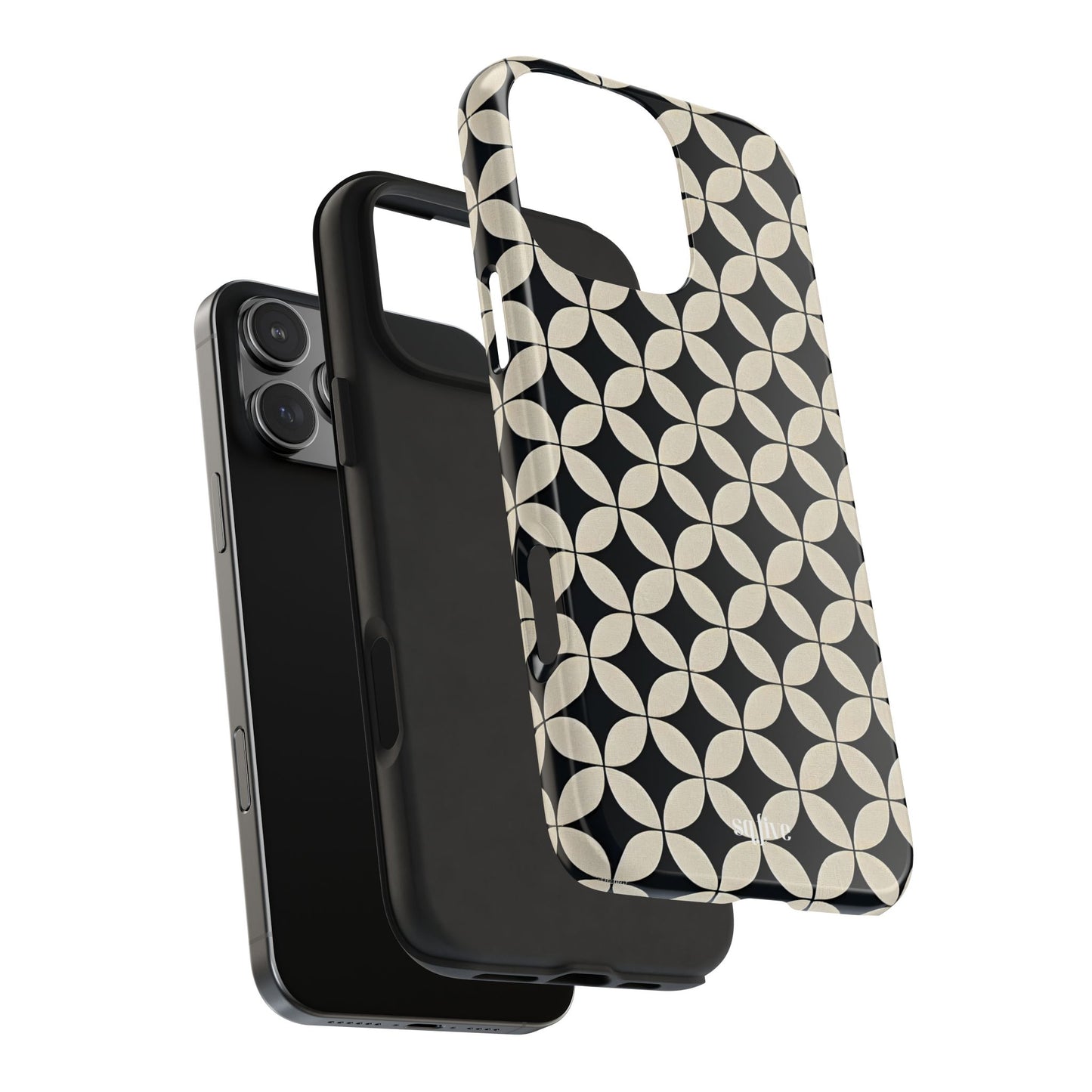 Stylish Tough Phone Case for Trendsetters, Black & Cream Pattern, Durable Protection, Unique Gift, Modern Design, Everyday Use