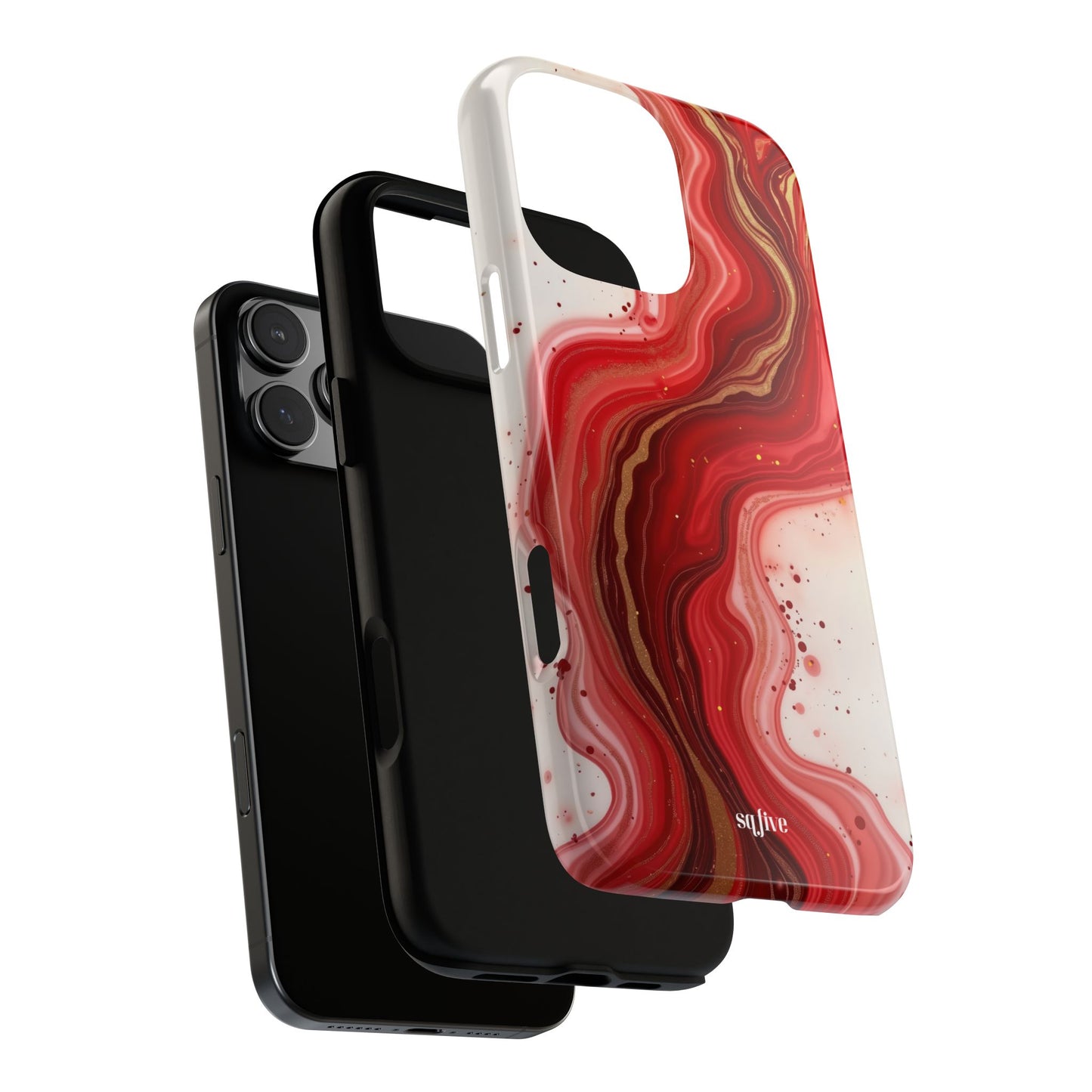 Abstract Marble Phone Case | Tough Cases, Artistic Phone Cover, Red Marble Design, Gift for Her, Trendy Cell Phone Accessories