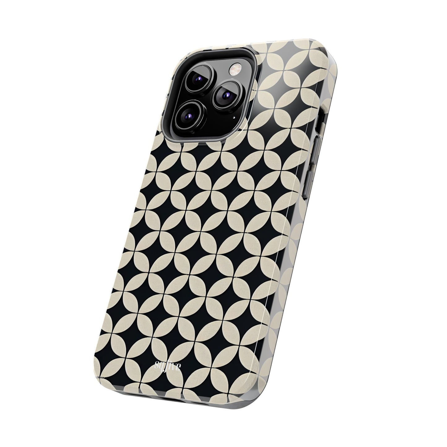 Stylish Tough Phone Case for Trendsetters, Black & Cream Pattern, Durable Protection, Unique Gift, Modern Design, Everyday Use