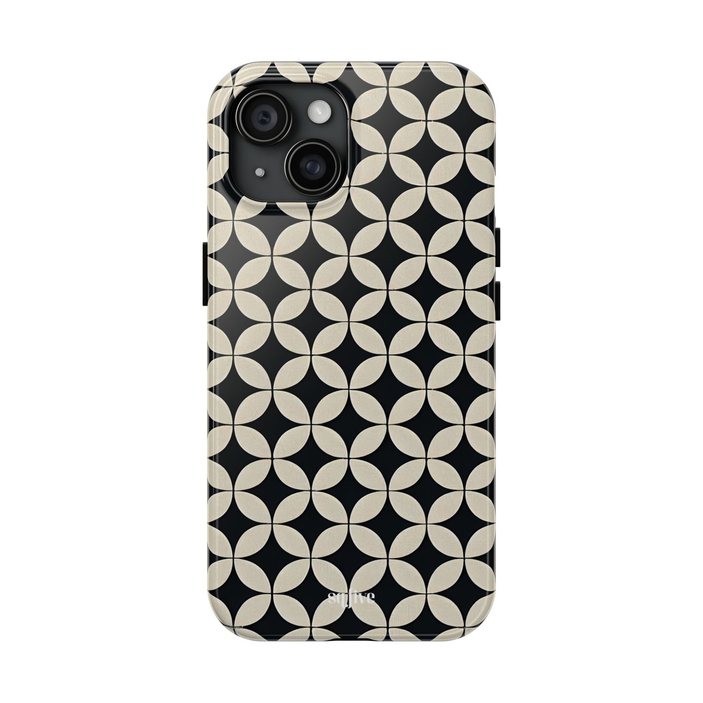 Stylish Tough Phone Case for Trendsetters, Black & Cream Pattern, Durable Protection, Unique Gift, Modern Design, Everyday Use