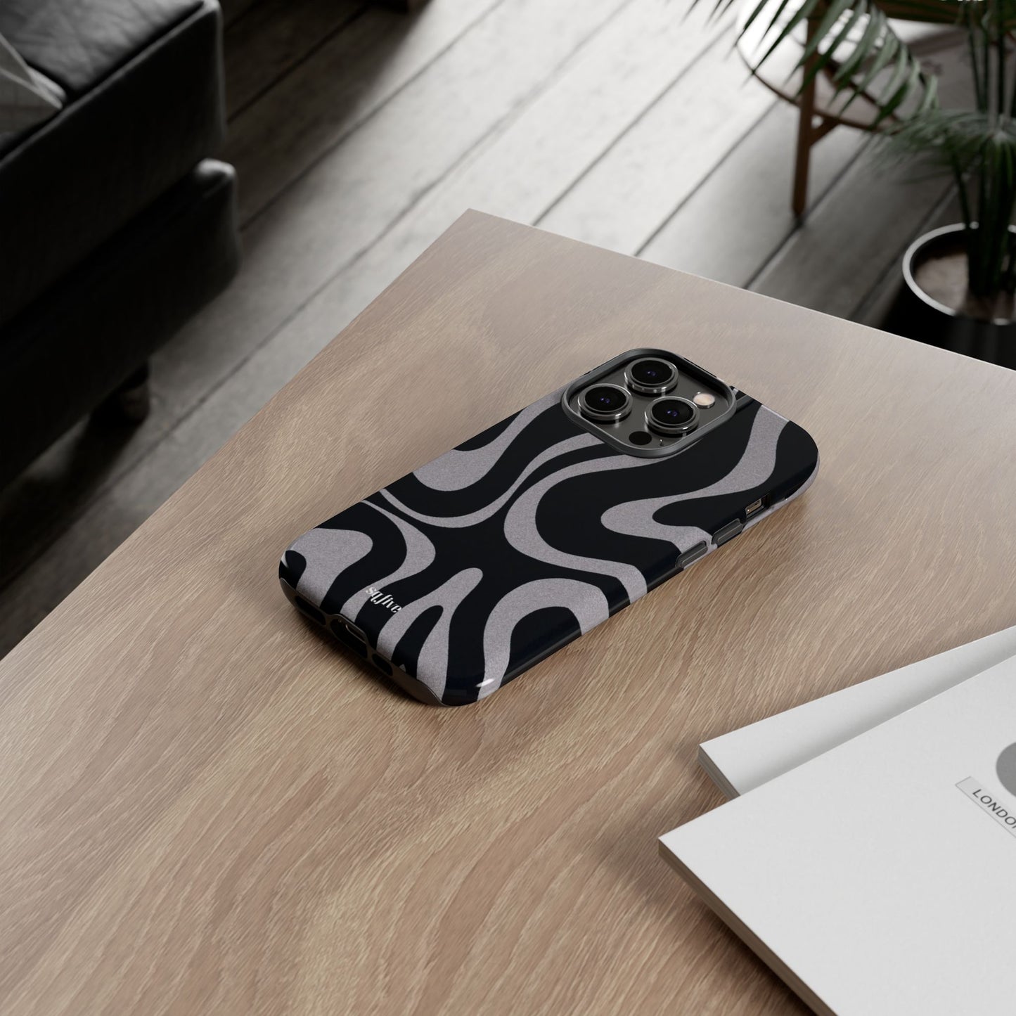 Black Grey Swirl Tough Cases