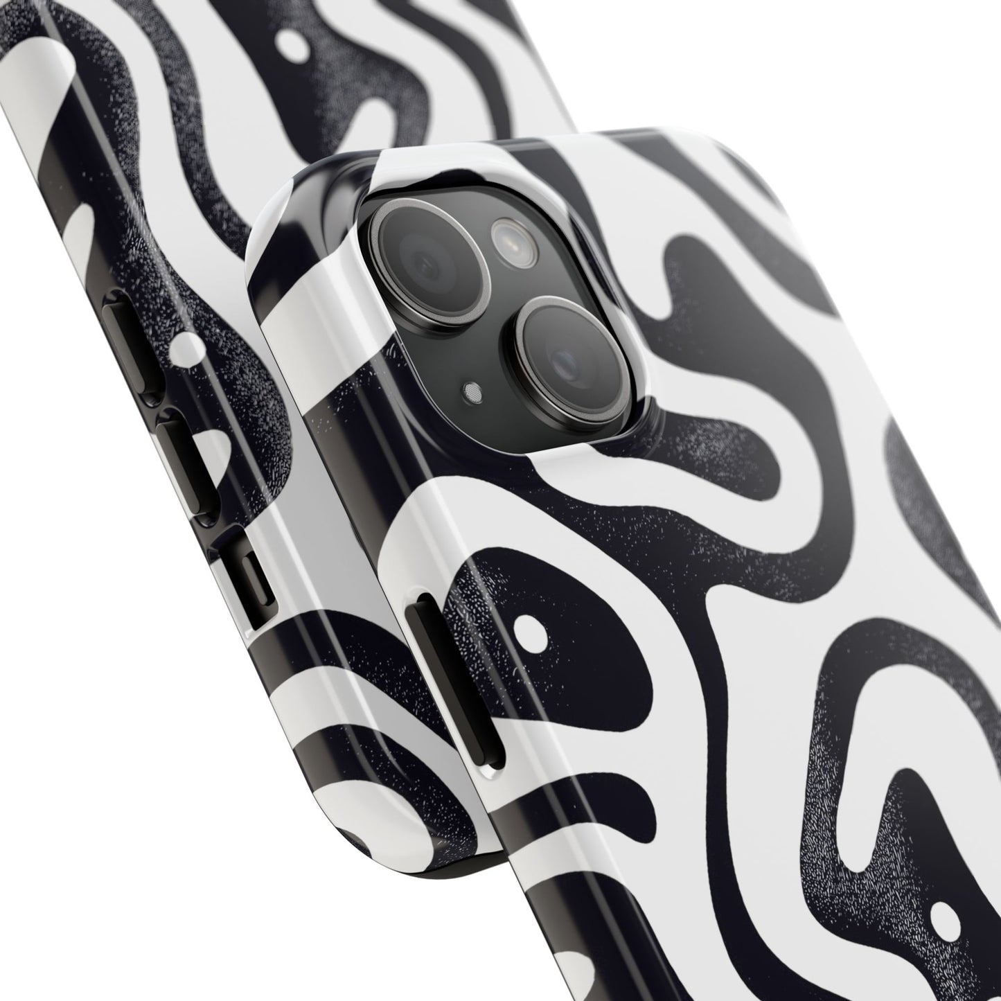 Black White wavy pattern Tough Phone Cases