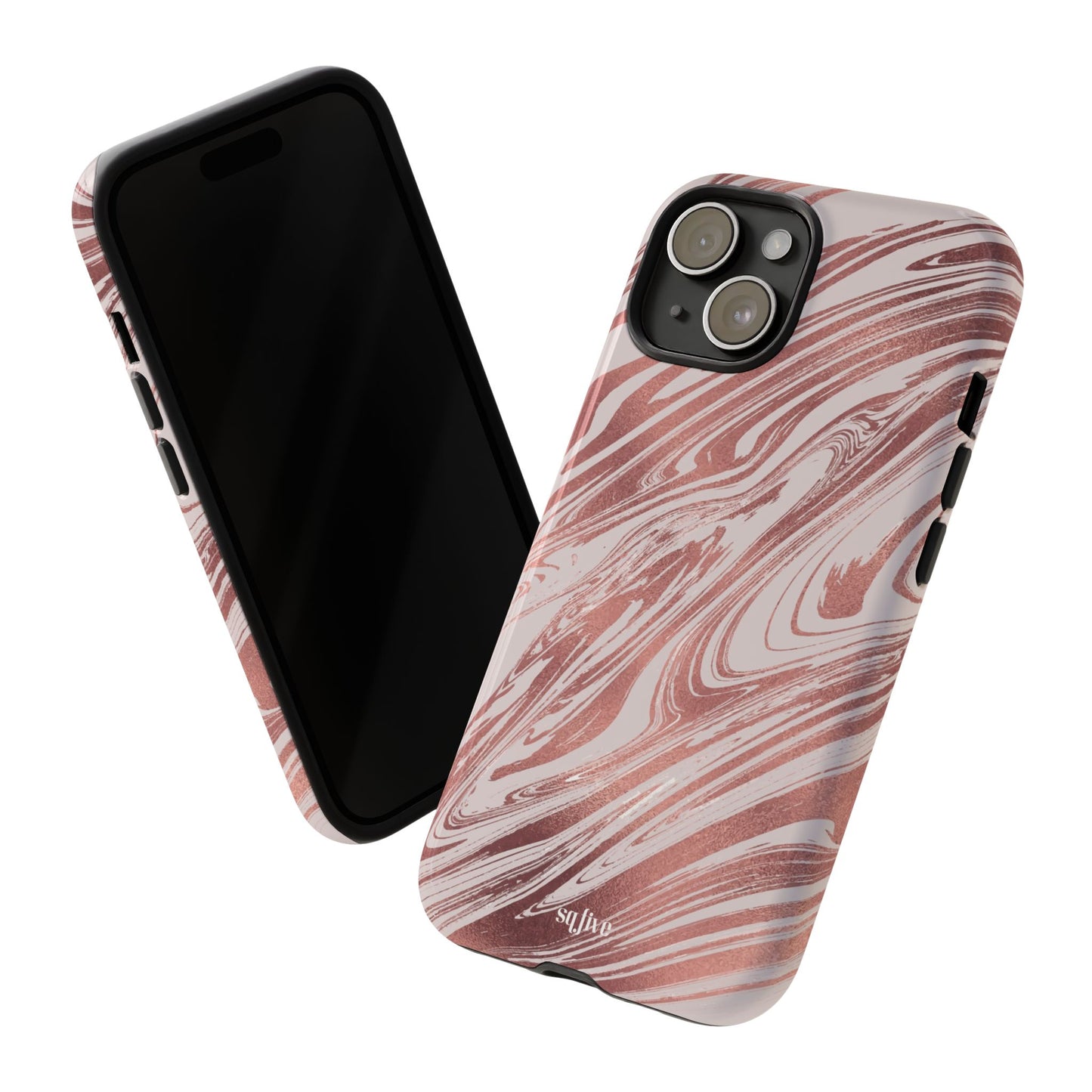 Rose Gold Marble Finish Phone Case, Stylish Phone Cover, Tough Protective Case, Trendy Accessory