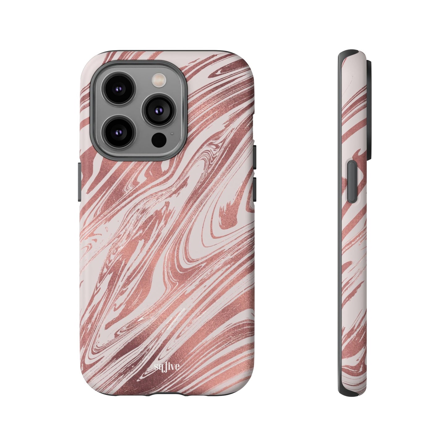 Rose Gold Marble Finish Phone Case, Stylish Phone Cover, Tough Protective Case, Trendy Accessory