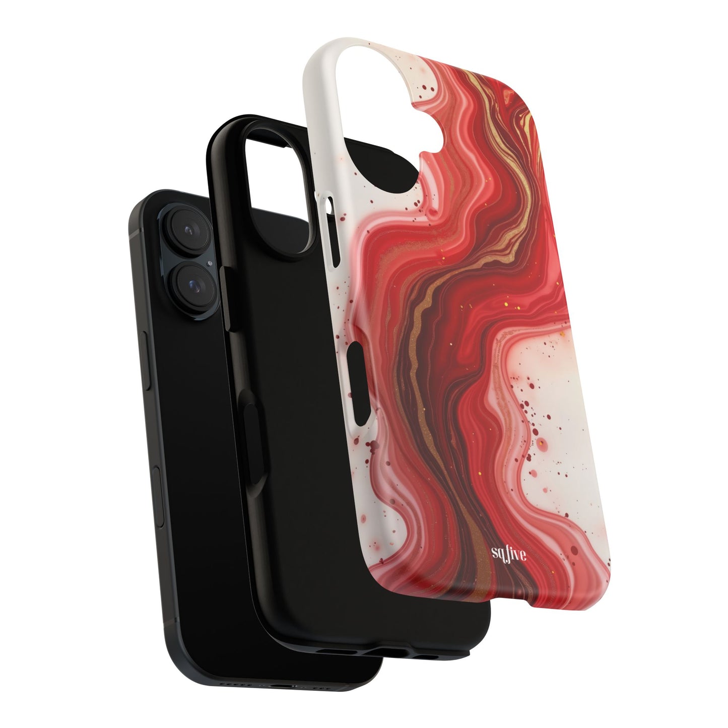 Abstract Marble Phone Case | Tough Cases, Artistic Phone Cover, Red Marble Design, Gift for Her, Trendy Cell Phone Accessories