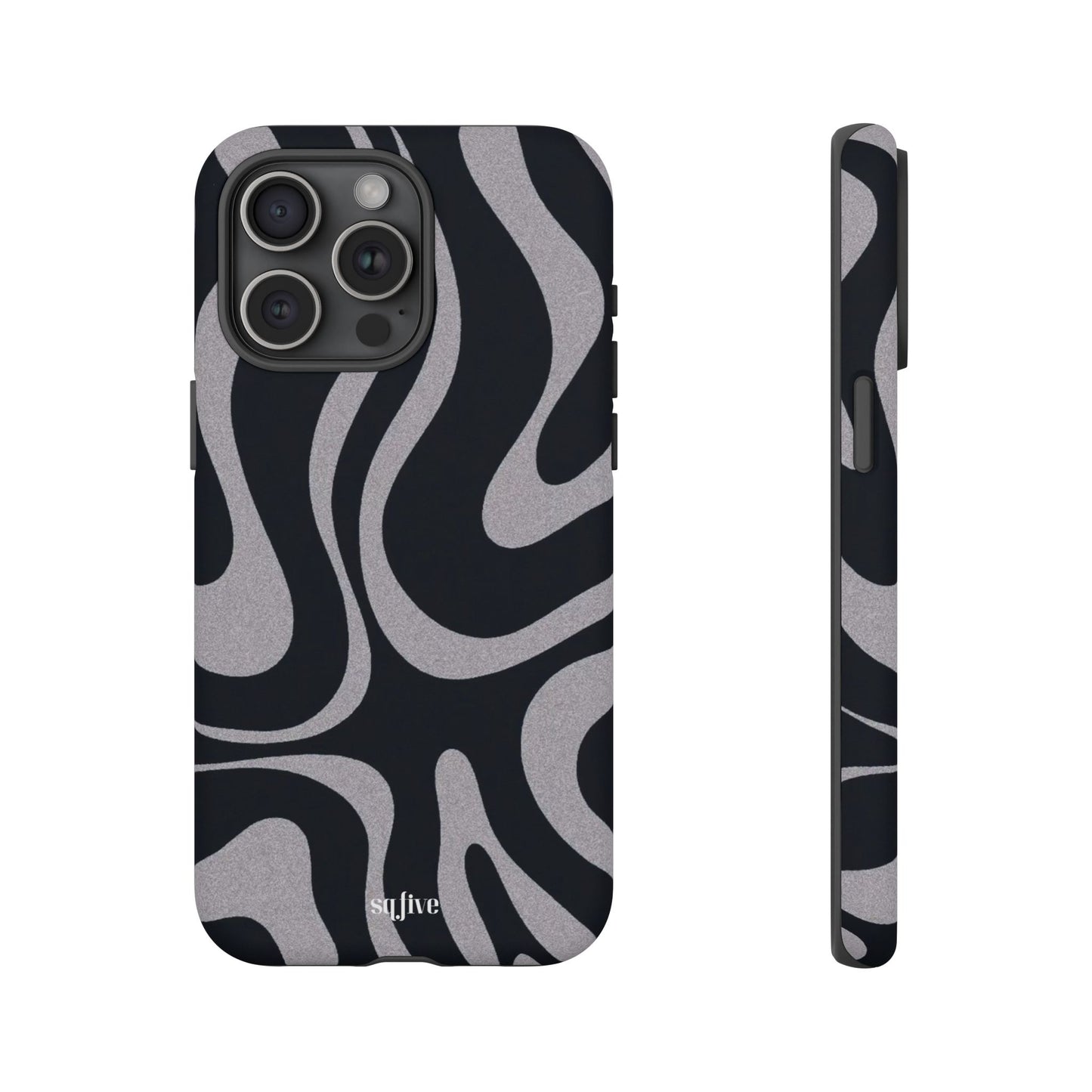 Black Grey Swirl Tough Cases