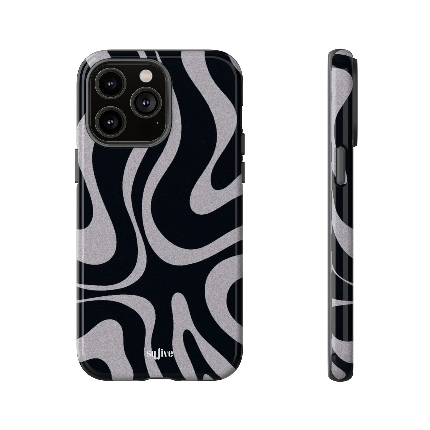 Black Grey Swirl Tough Cases