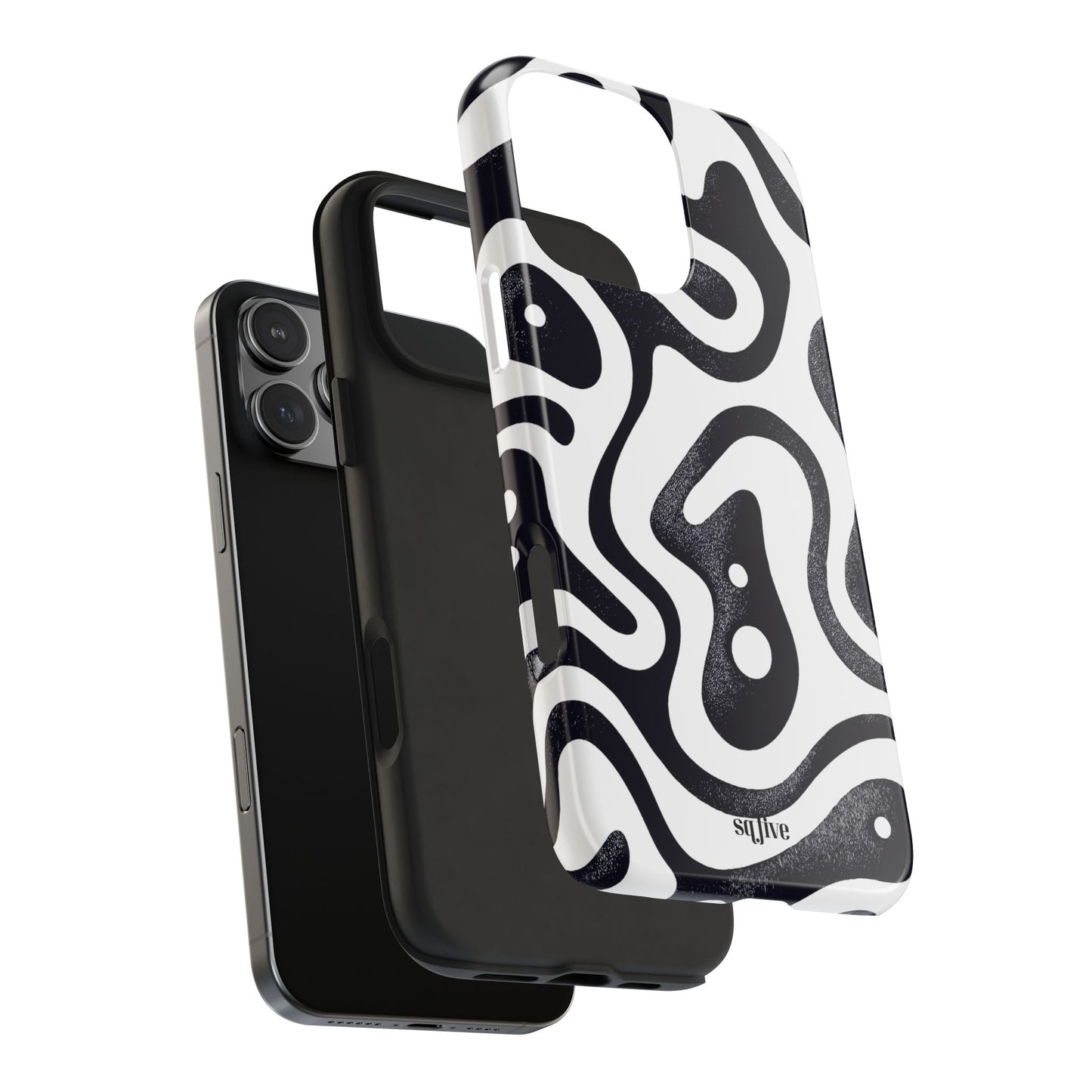 Black White wavy pattern Tough Phone Cases