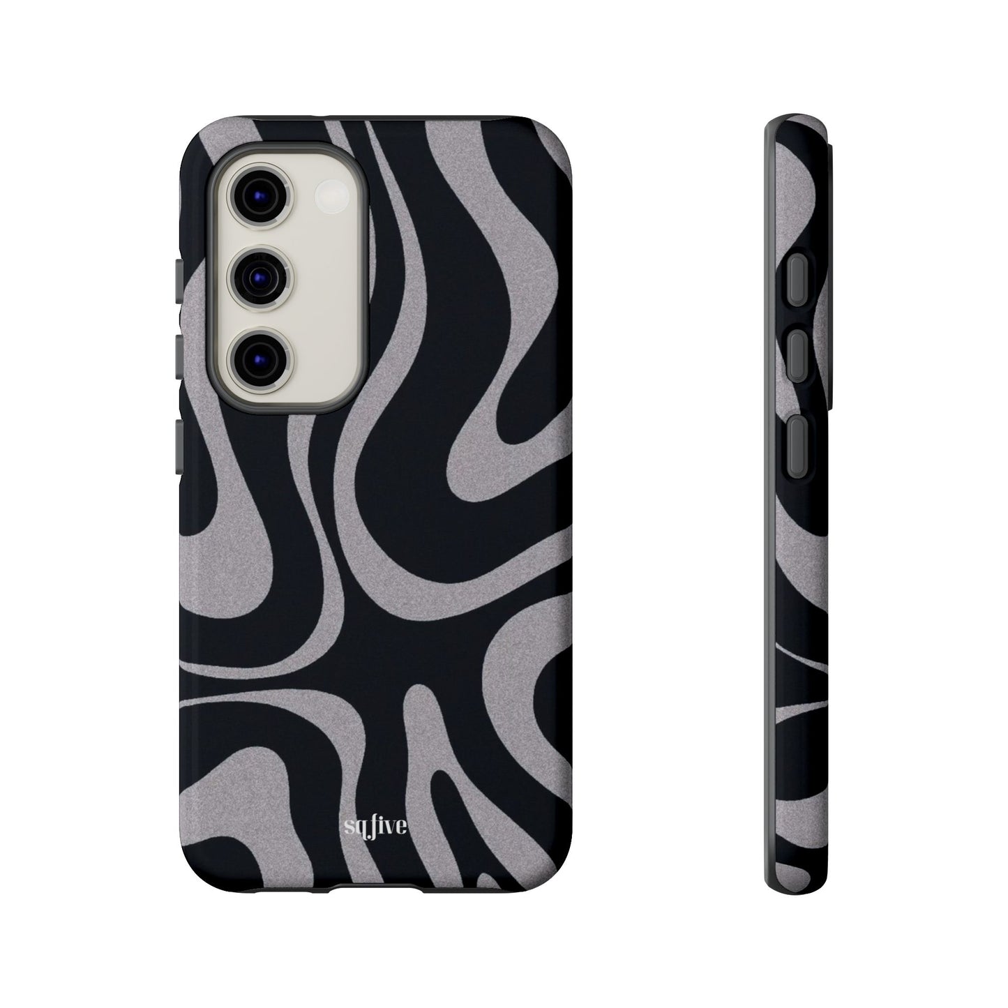 Black Grey Swirl Tough Cases