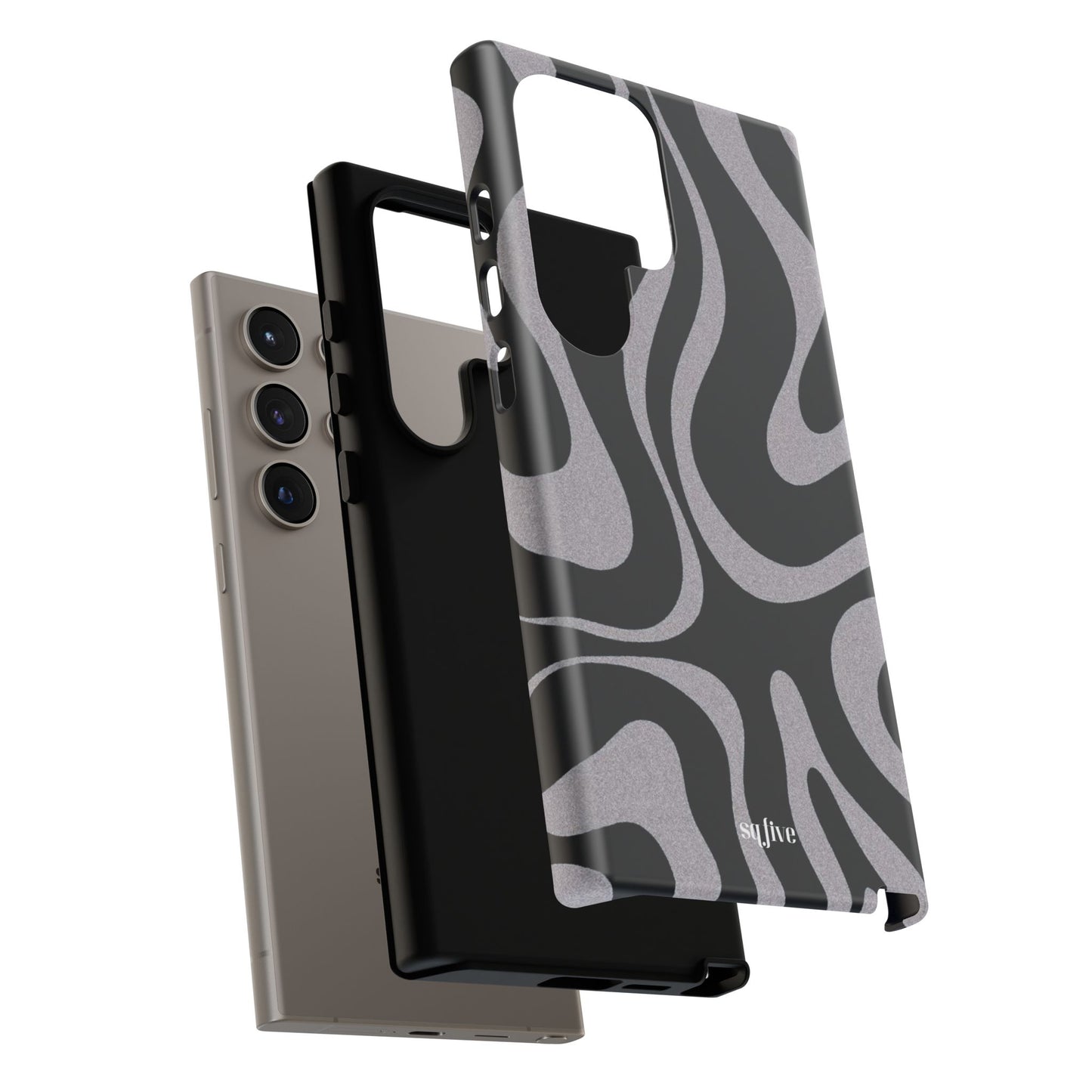 Black Grey Swirl Tough Cases