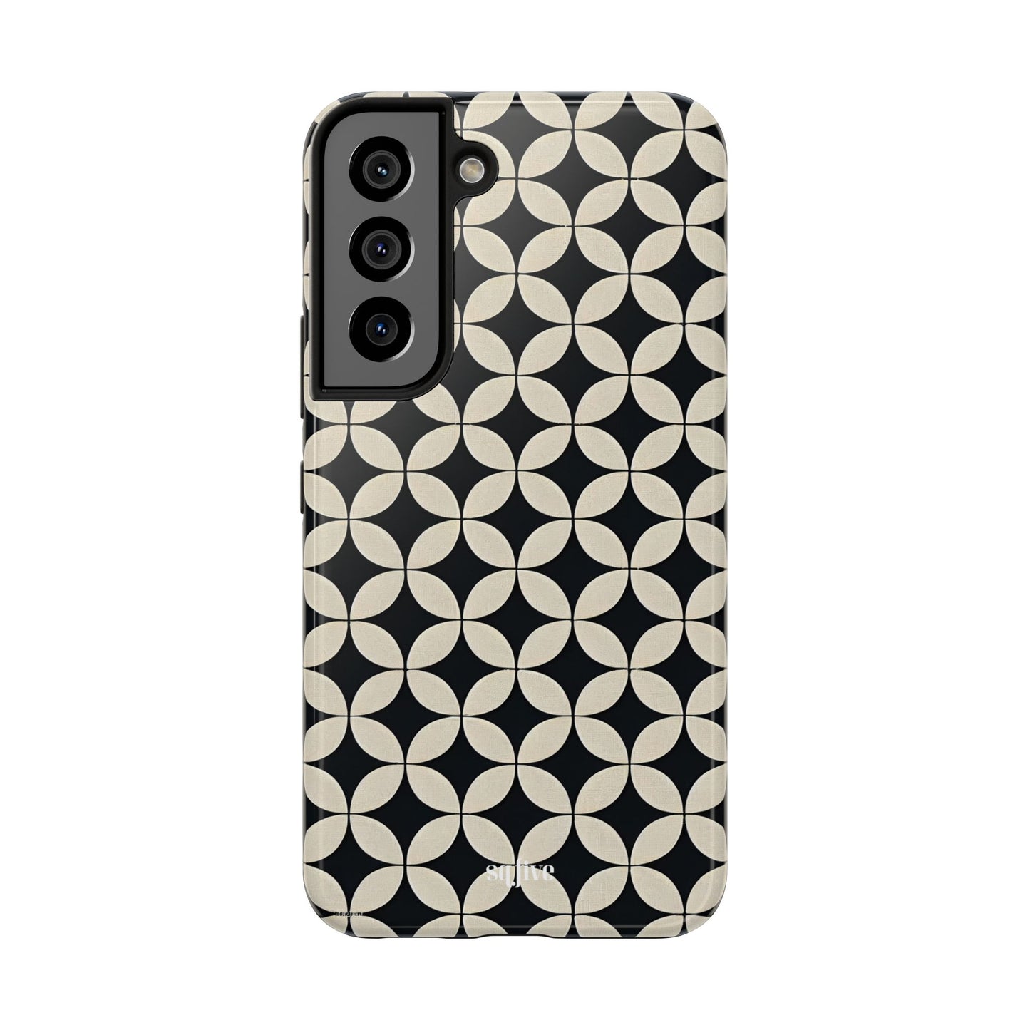 Stylish Tough Phone Case for Trendsetters, Black & Cream Pattern, Durable Protection, Unique Gift, Modern Design, Everyday Use