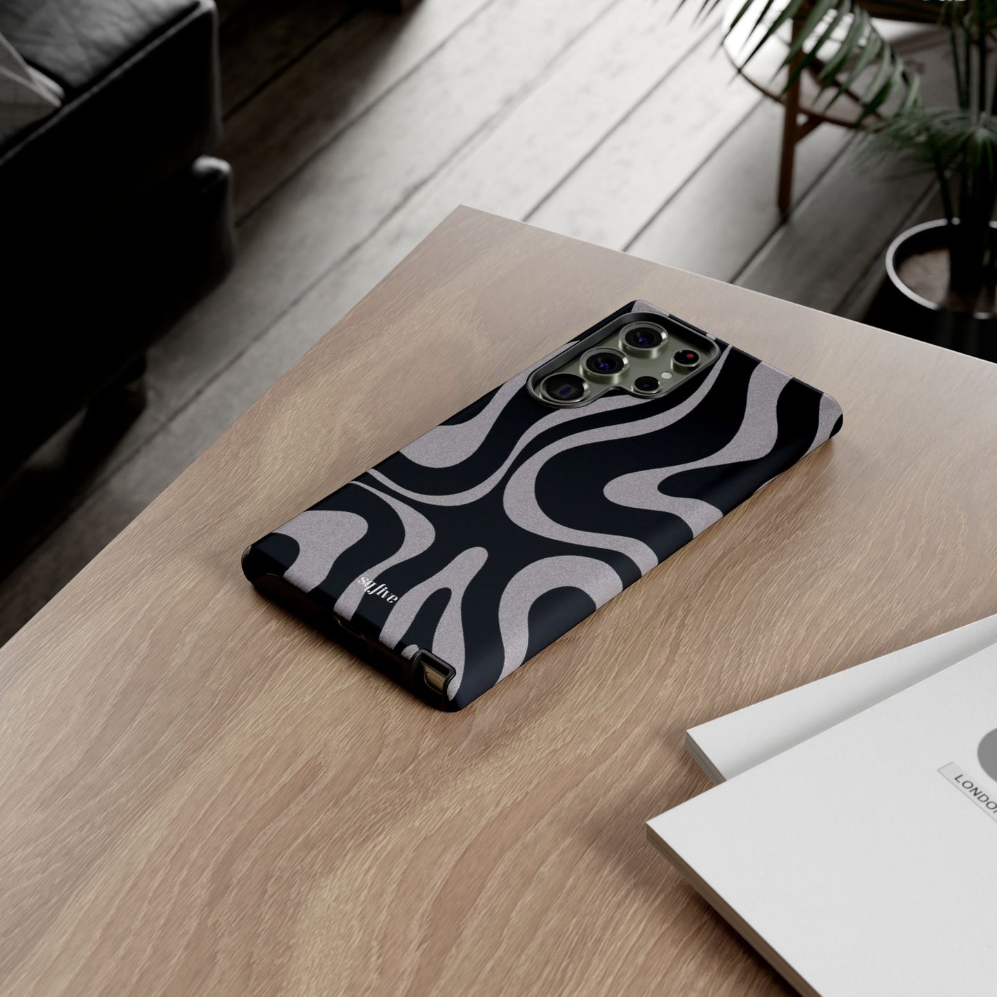 Black Grey Swirl Tough Cases