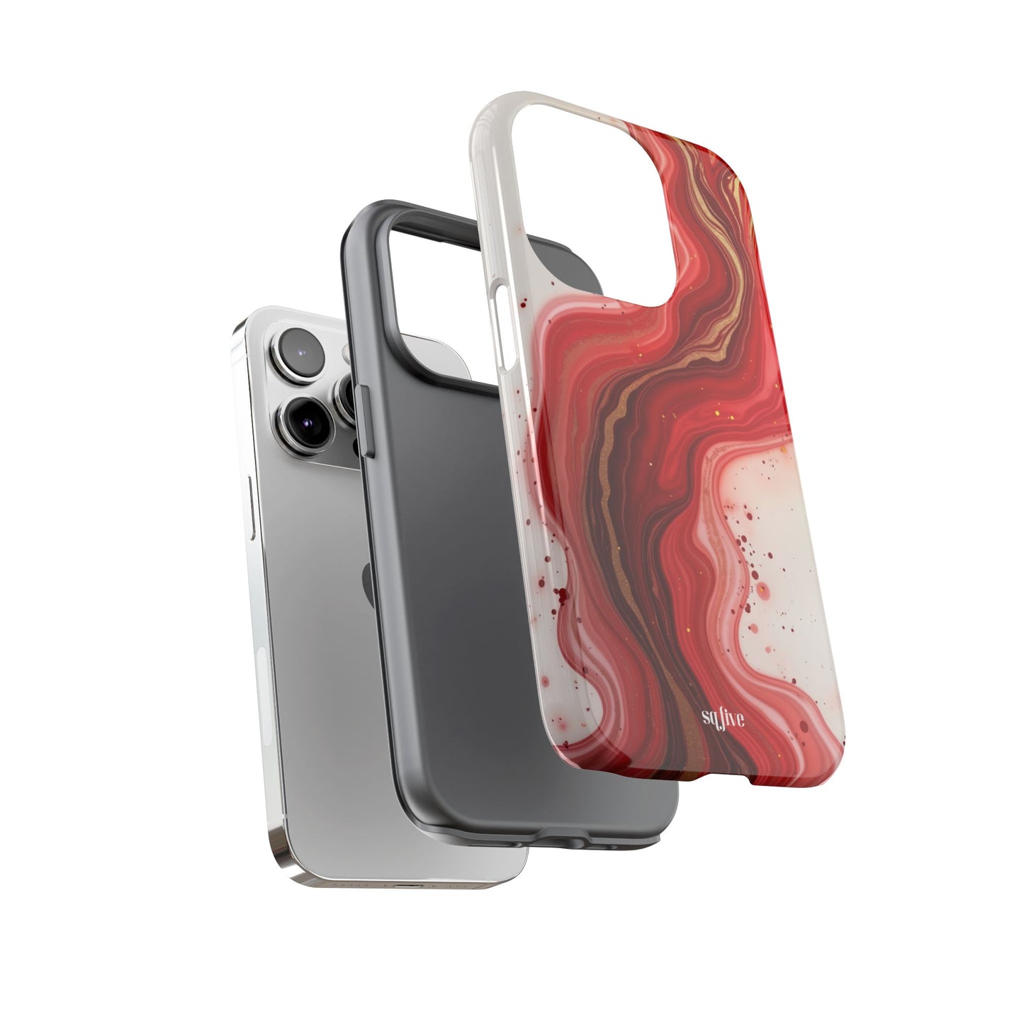 Abstract Marble Phone Case | Tough Cases, Artistic Phone Cover, Red Marble Design, Gift for Her, Trendy Cell Phone Accessories