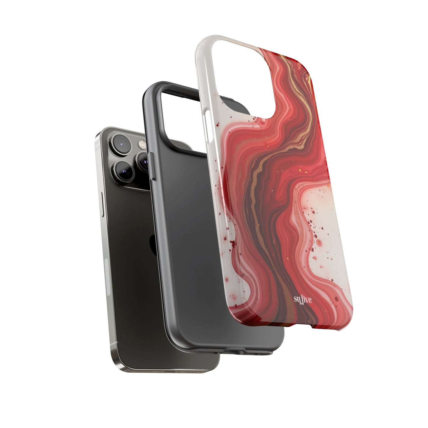 Abstract Marble Phone Case | Tough Cases, Artistic Phone Cover, Red Marble Design, Gift for Her, Trendy Cell Phone Accessories