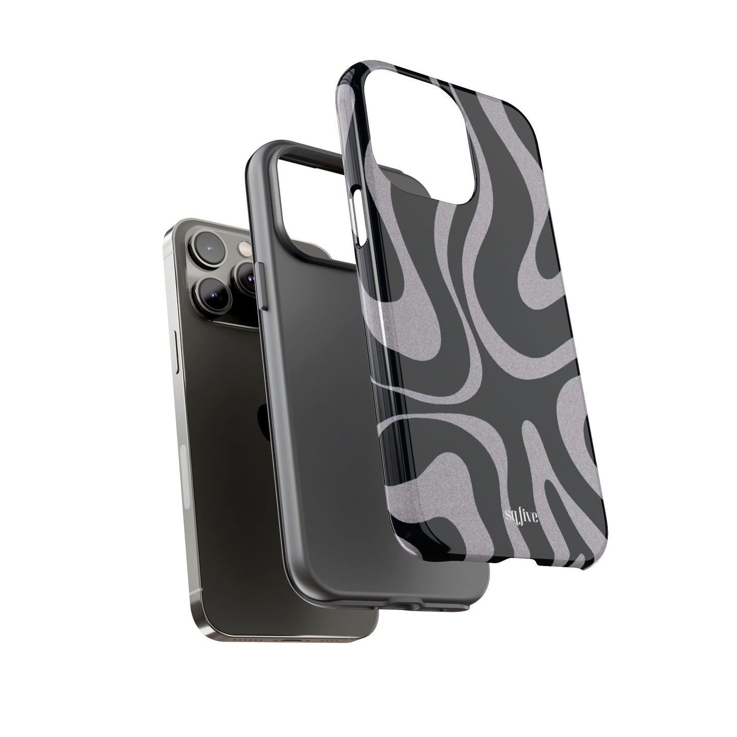 Black Grey Swirl Tough Cases