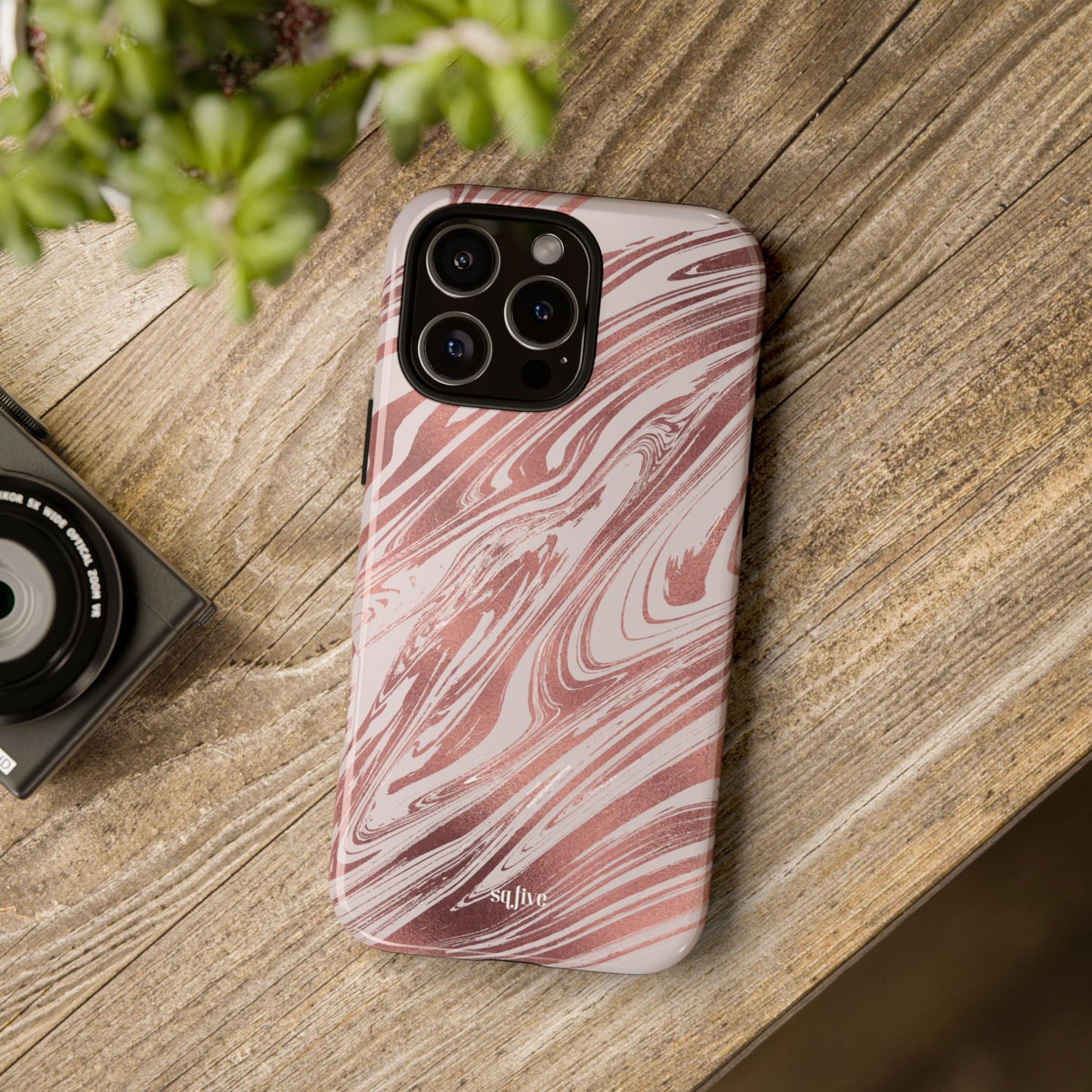 Rose Gold Marble Finish Phone Case, Stylish Phone Cover, Tough Protective Case, Trendy Accessory