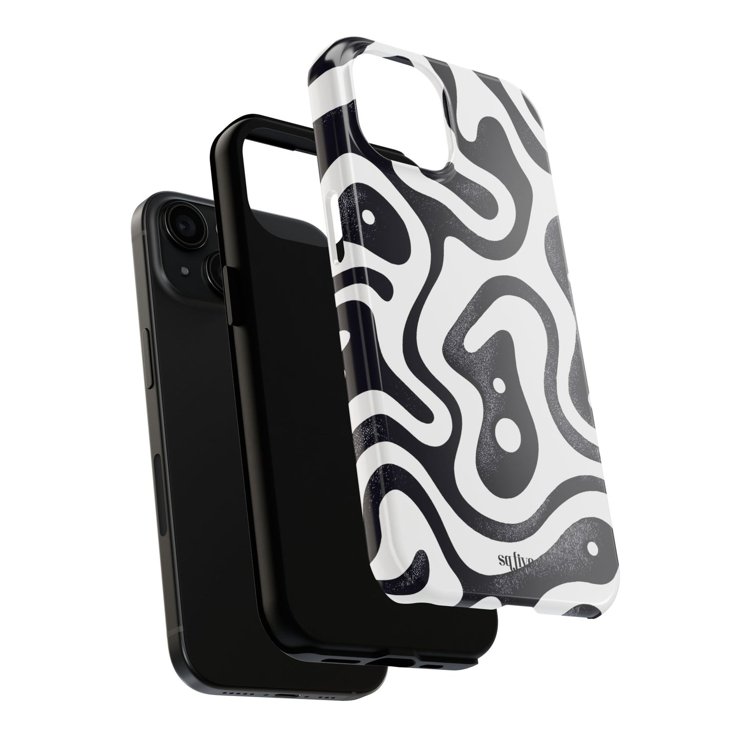 Black White wavy pattern Tough Phone Cases