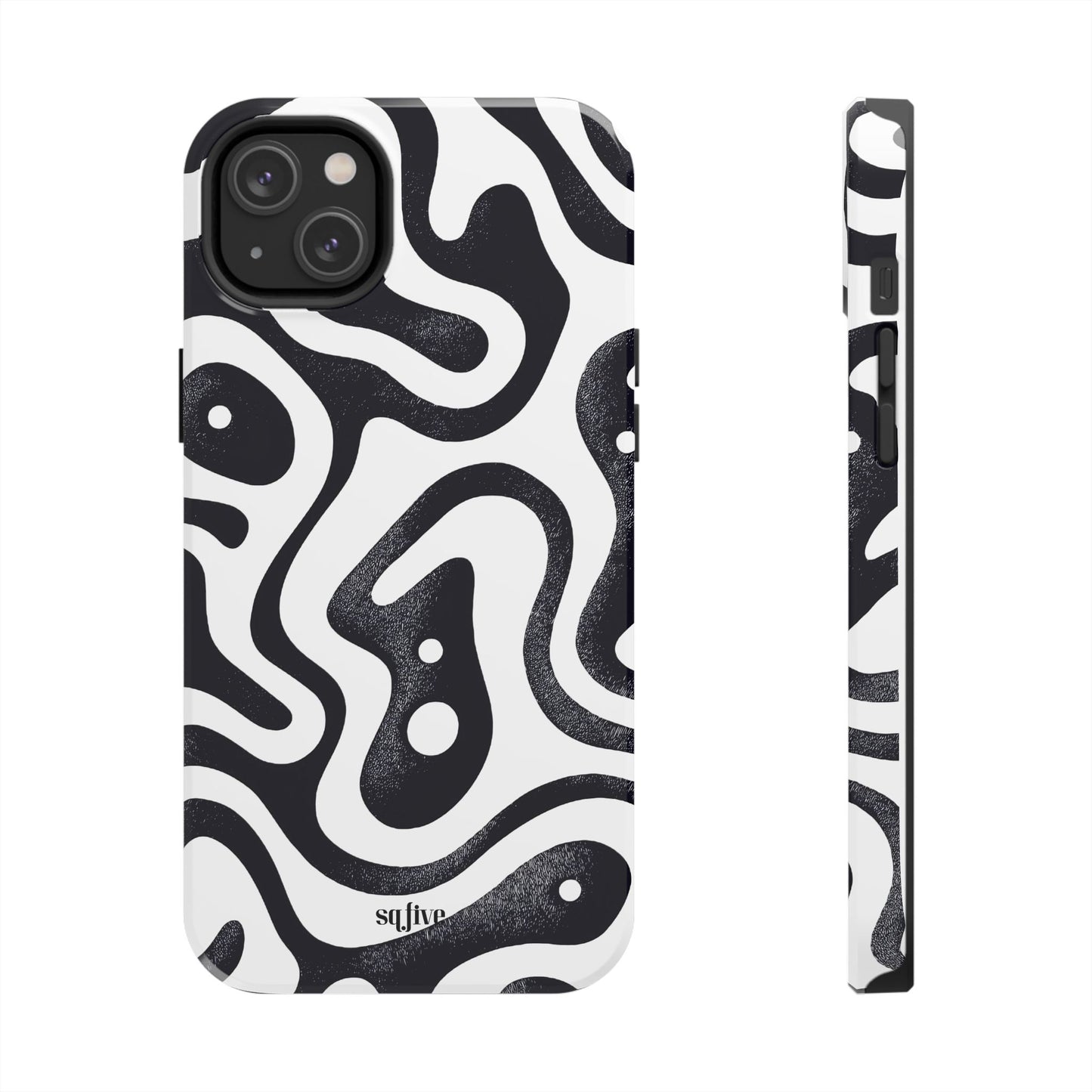 Black White wavy pattern Tough Phone Cases