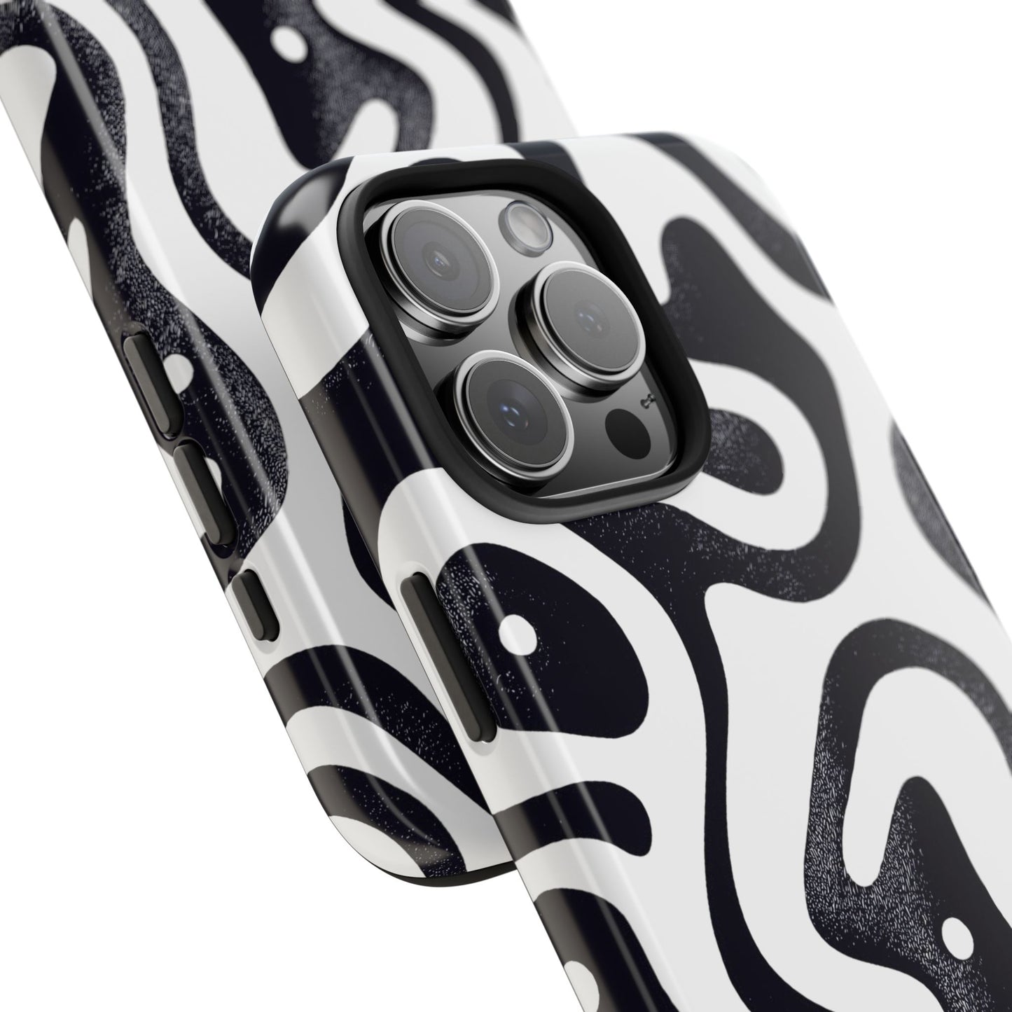 Black White wavy pattern Tough Phone Cases