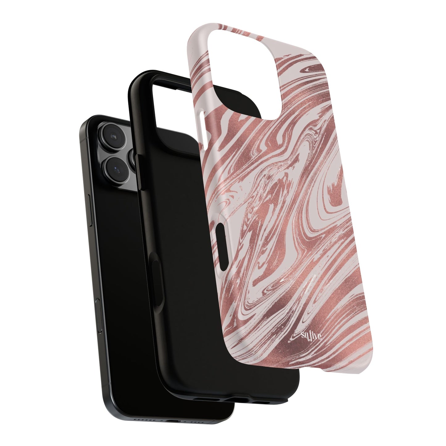 Rose Gold Marble Finish Phone Case, Stylish Phone Cover, Tough Protective Case, Trendy Accessory