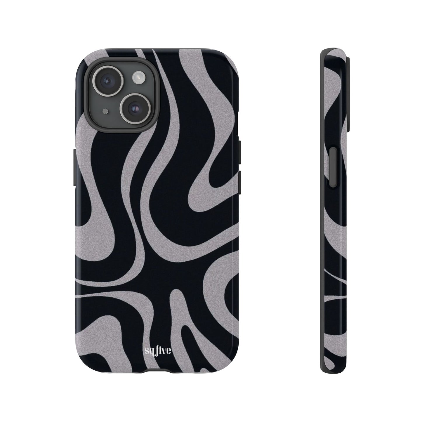 Black Grey Swirl Tough Cases