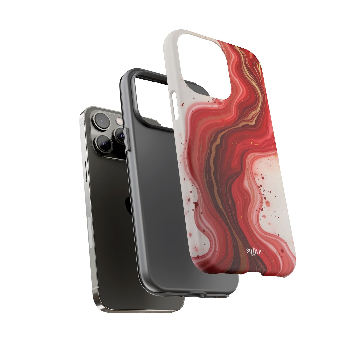 Abstract Marble Phone Case | Tough Cases, Artistic Phone Cover, Red Marble Design, Gift for Her, Trendy Cell Phone Accessories