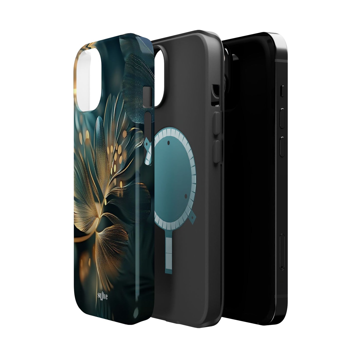 Green Floral Magnetic Tough Cases - iphone Magsafe Dual layer case for extra durability