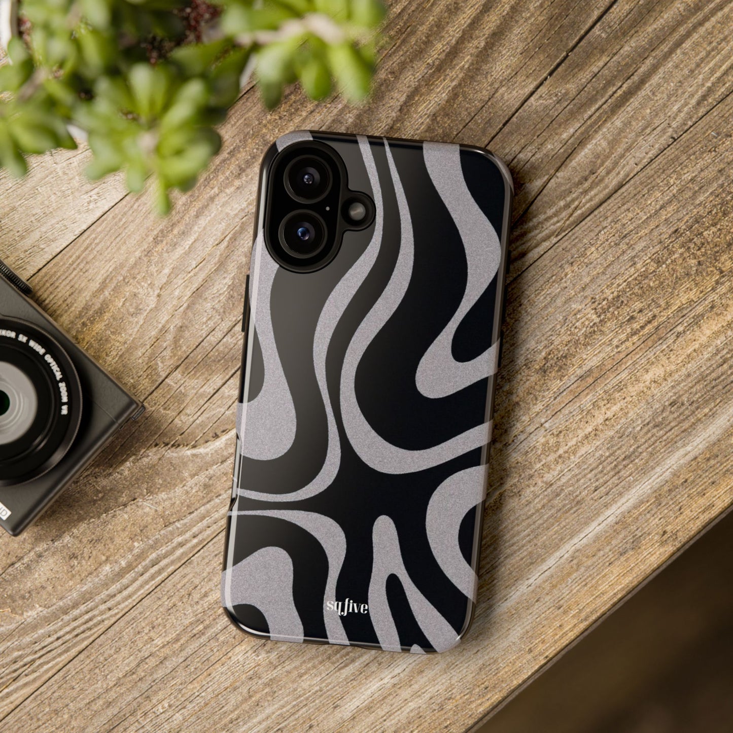 Black Grey Swirl Tough Cases