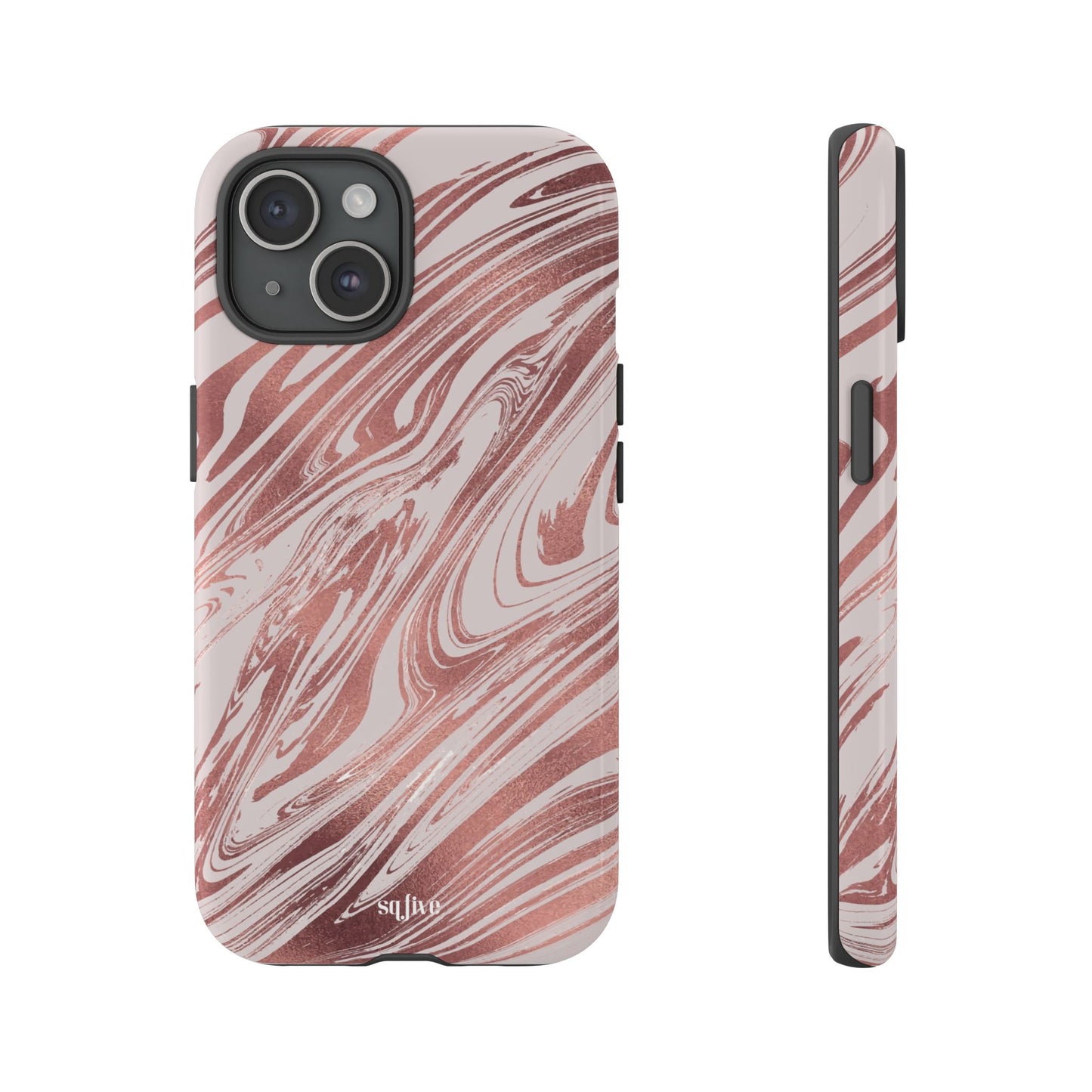 Rose Gold Marble Finish Phone Case, Stylish Phone Cover, Tough Protective Case, Trendy Accessory