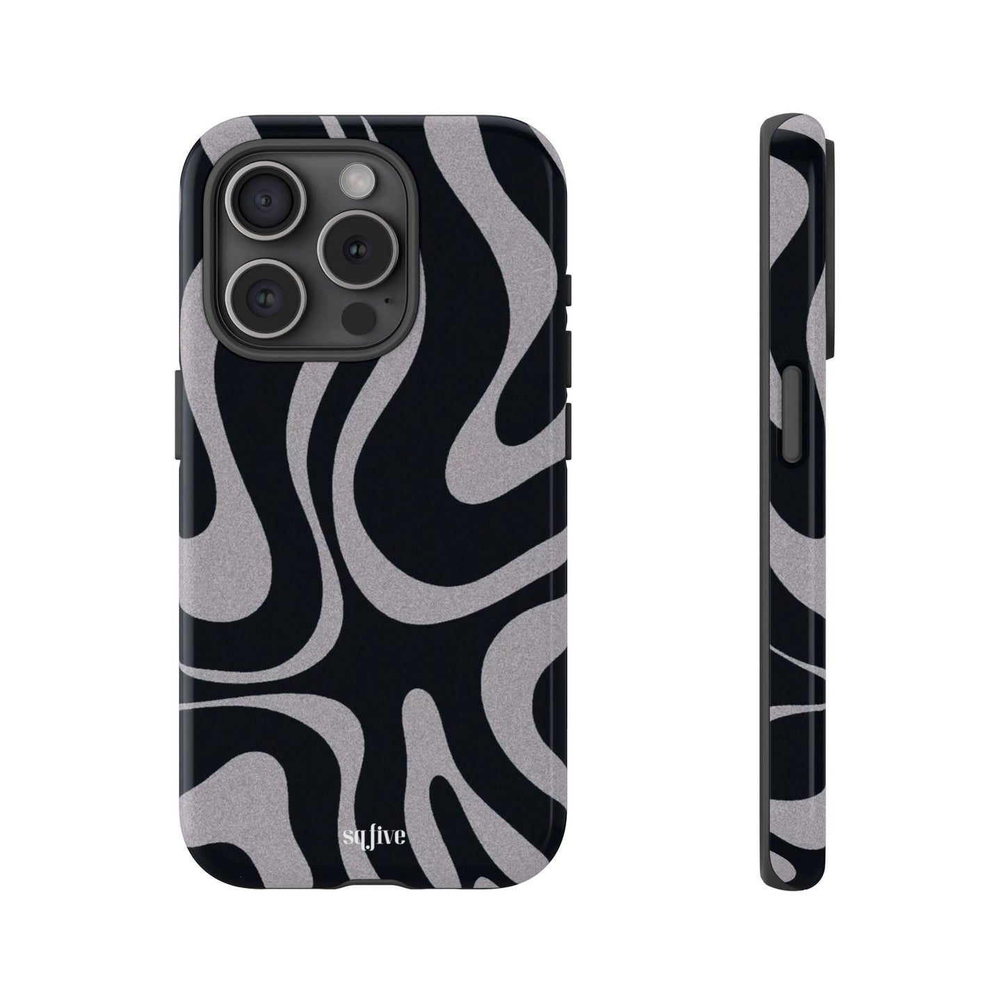 Black Grey Swirl Tough Cases