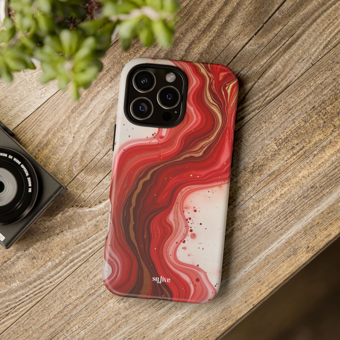 Abstract Marble Phone Case | Tough Cases, Artistic Phone Cover, Red Marble Design, Gift for Her, Trendy Cell Phone Accessories