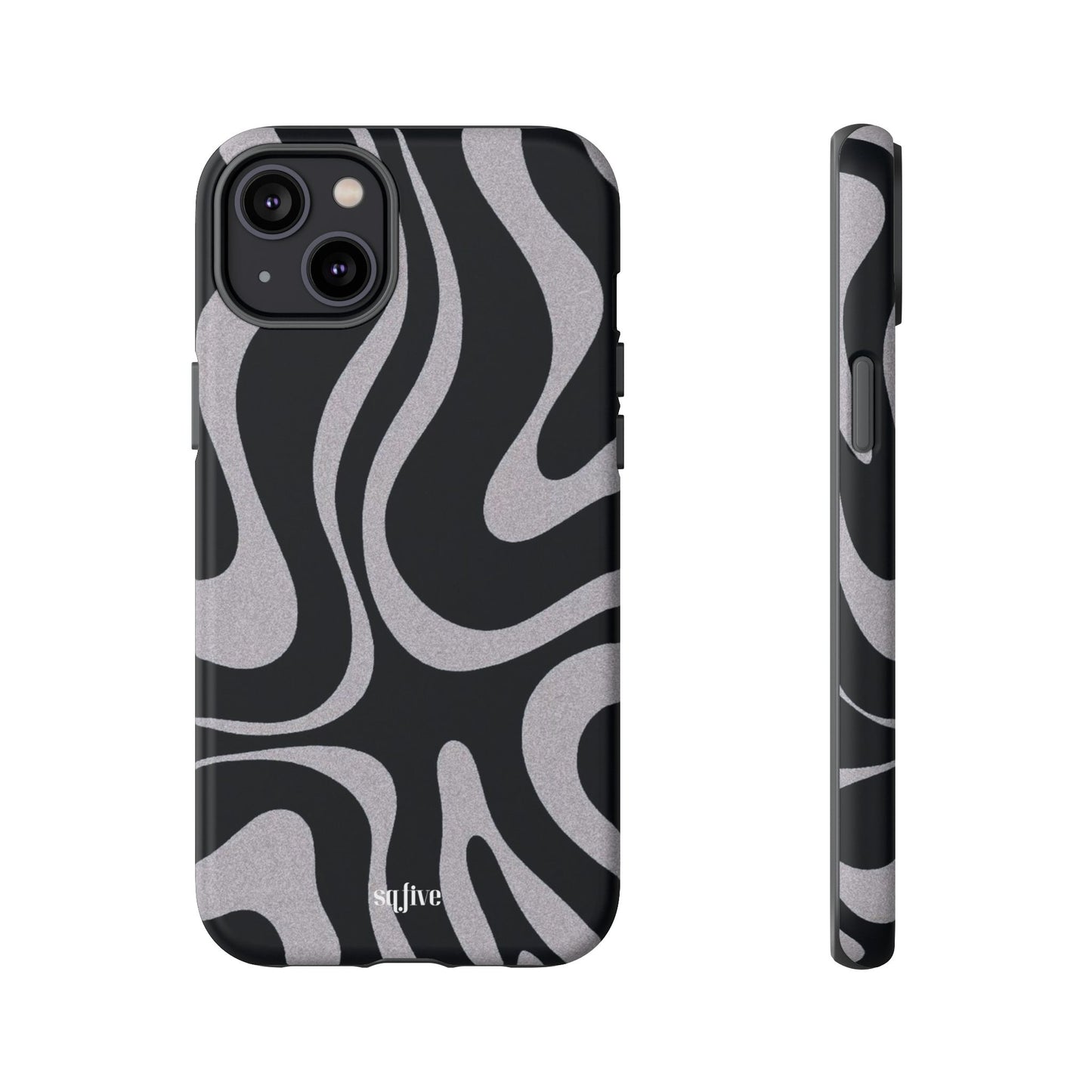 Black Grey Swirl Tough Cases