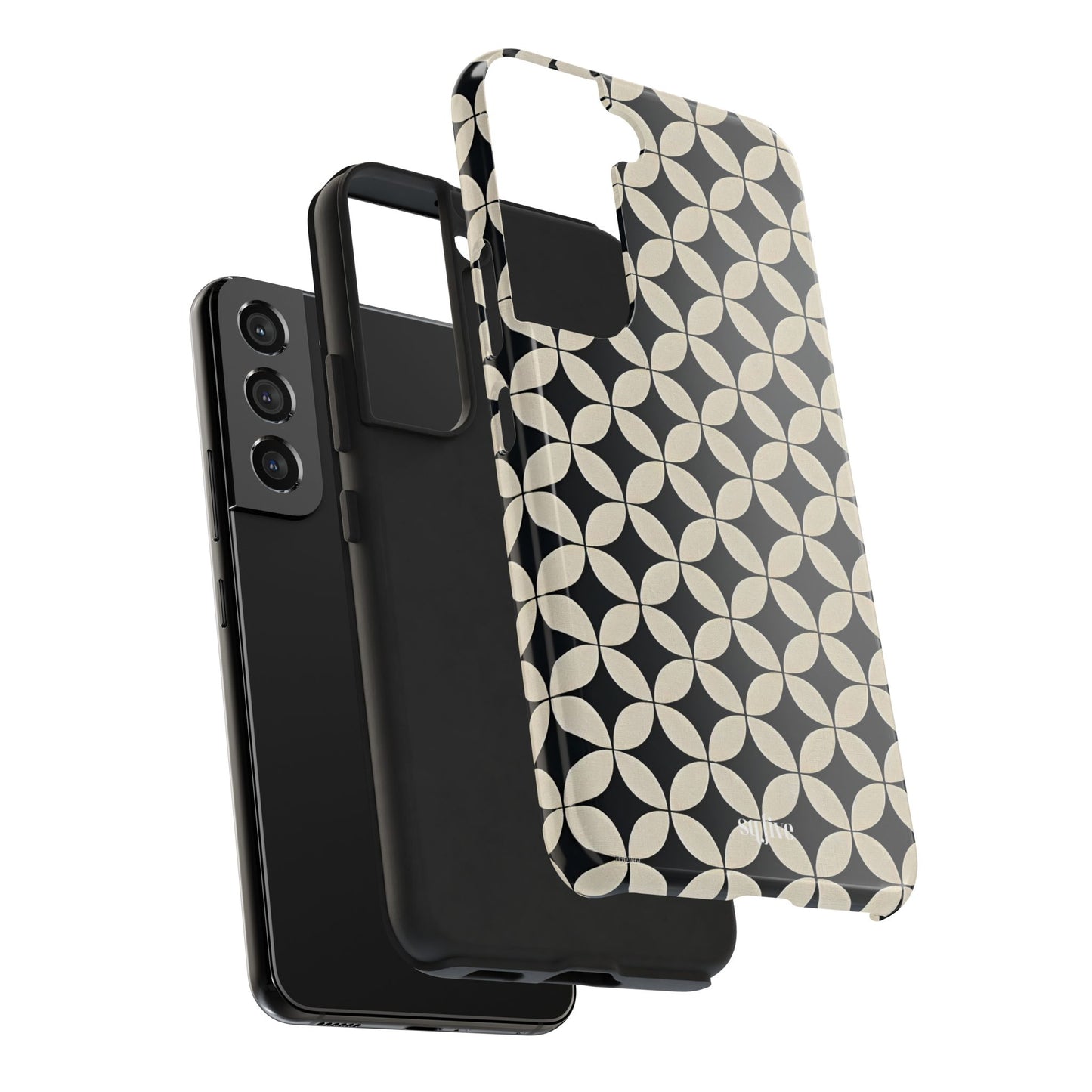 Stylish Tough Phone Case for Trendsetters, Black & Cream Pattern, Durable Protection, Unique Gift, Modern Design, Everyday Use