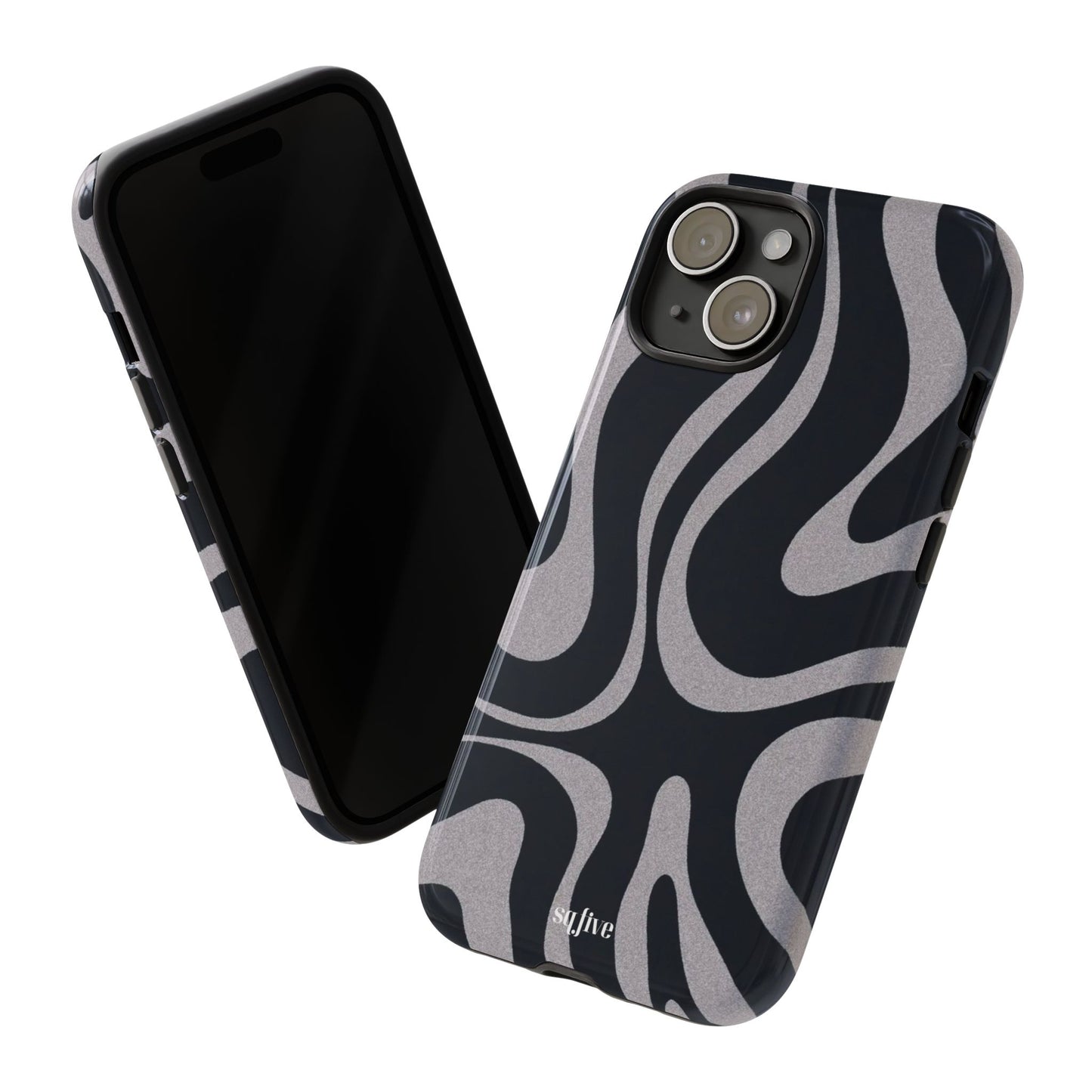 Black Grey Swirl Tough Cases