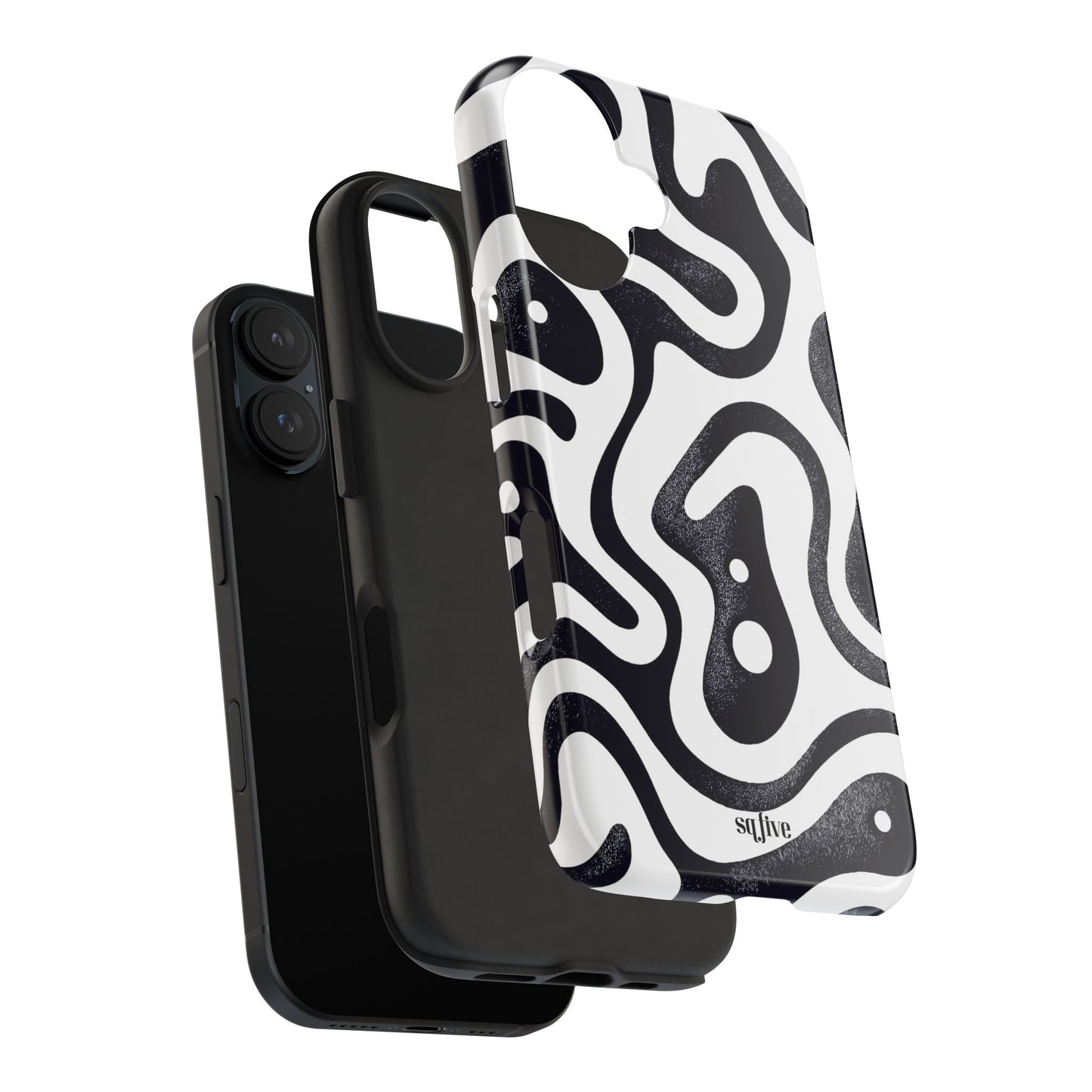 Black White wavy pattern Tough Phone Cases