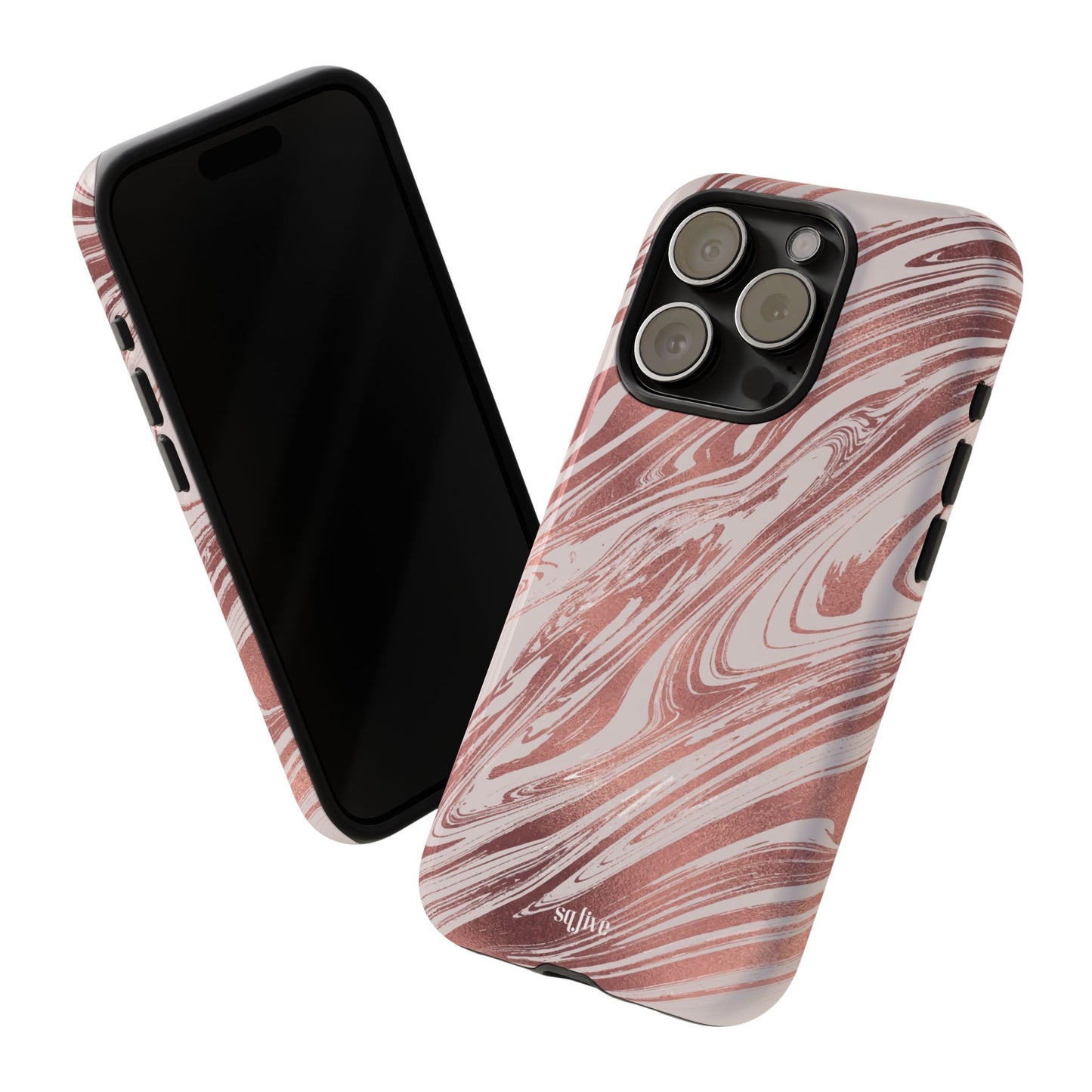 Rose Gold Marble Finish Phone Case, Stylish Phone Cover, Tough Protective Case, Trendy Accessory